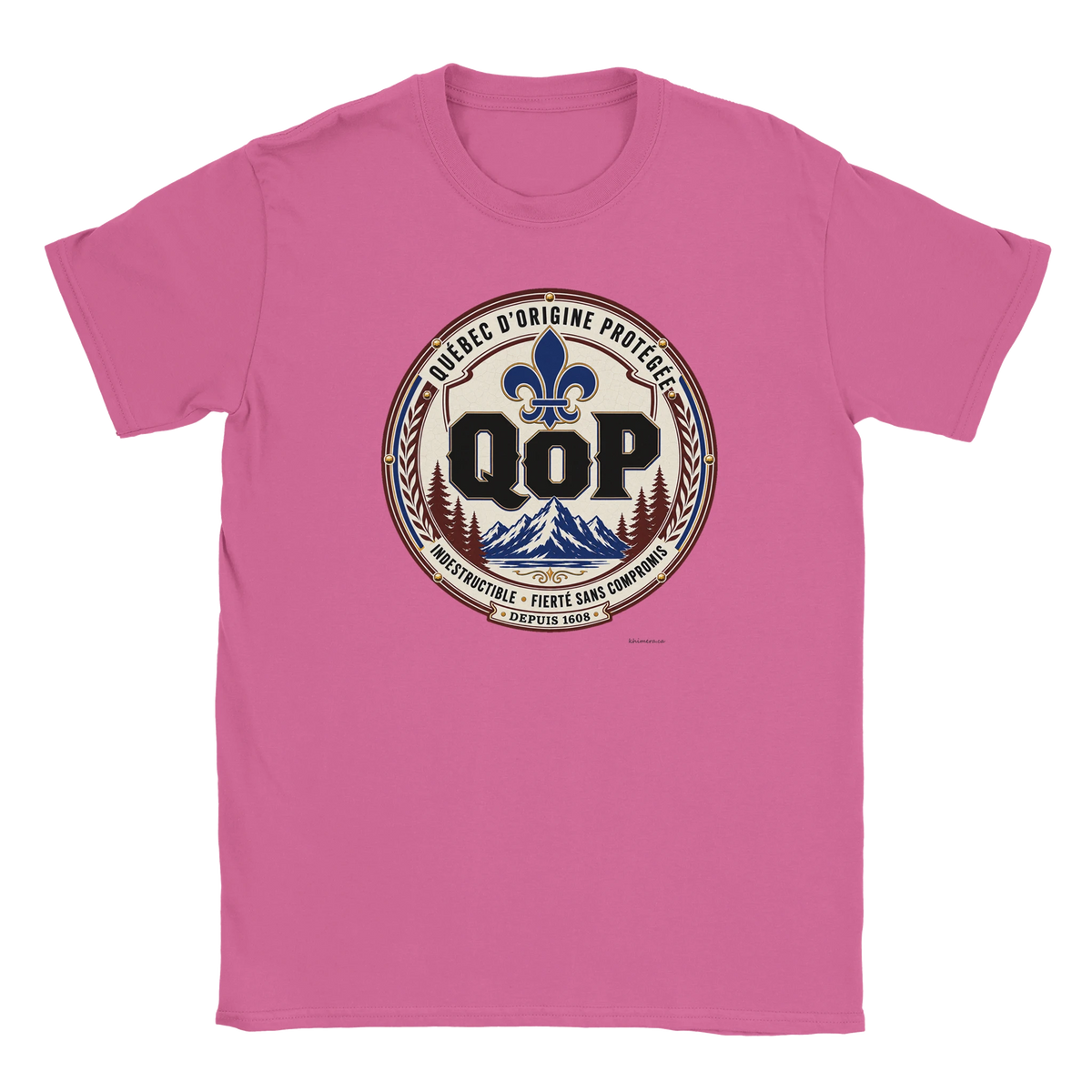 T-shirt Fierté Québécoise Certifiée - couleur rose | Khimera