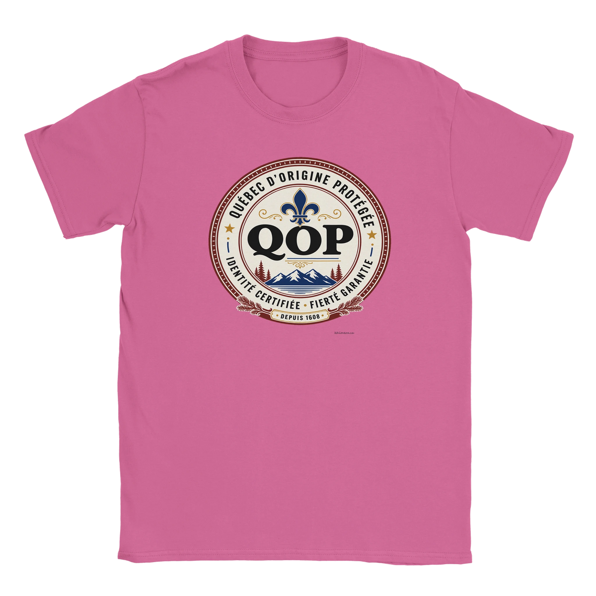 T-shirt Identité Québécoise Certifiée - couleur rose | Khimera