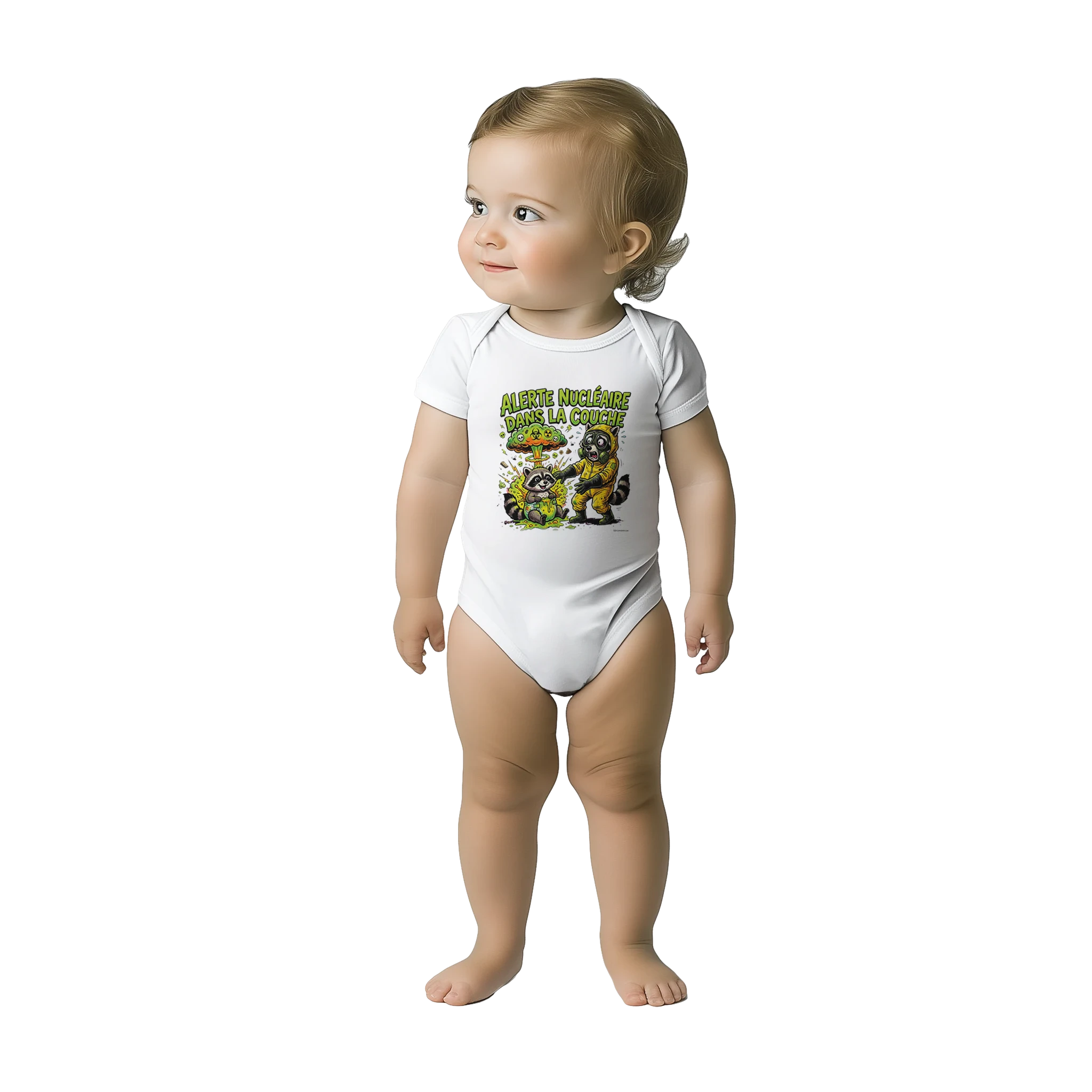 Bébé fille portant le cache-couche alerte nucléaire - couleur blanc | Khimera