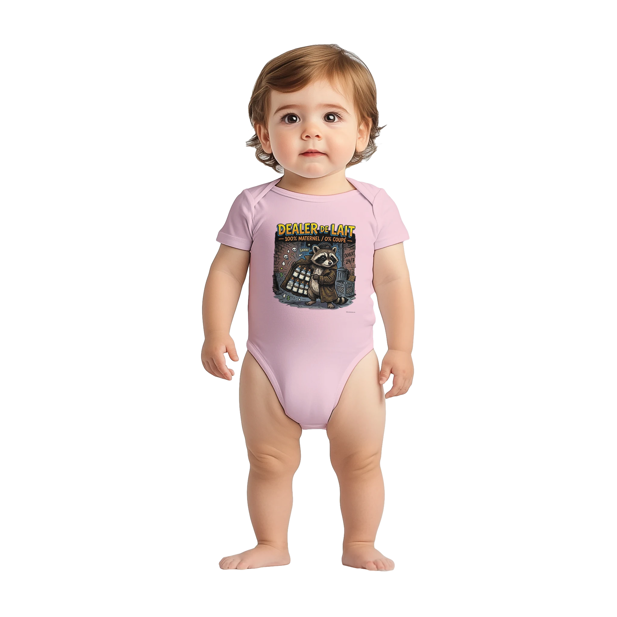 Bébé fille portant le cache-couche dealer de lait - couleur rose | Khimera