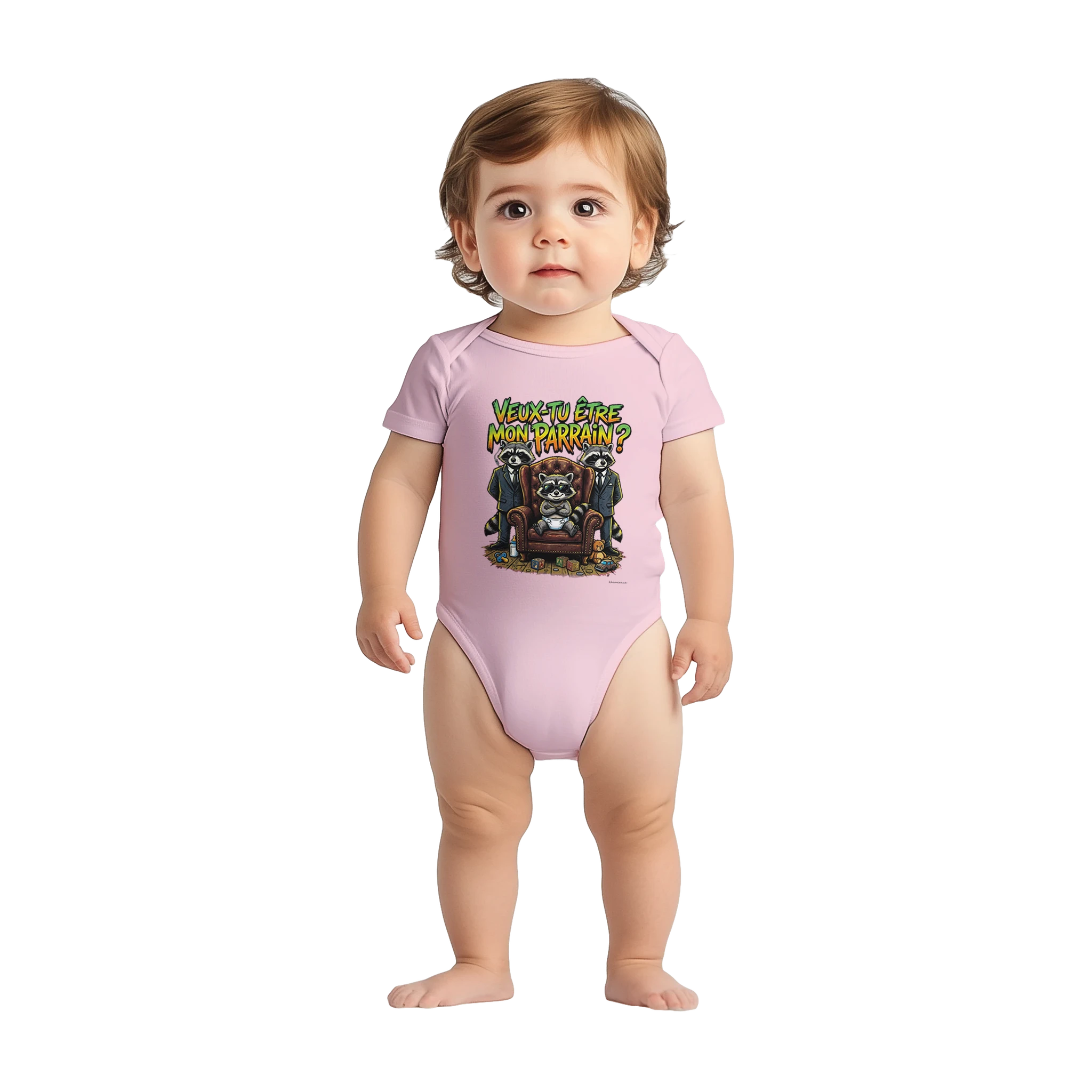 Bébé fille portant le cache-couche demande parrain - couleur rose | Khimera