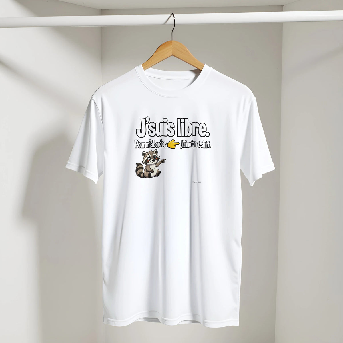 T-shirt Célibataire Humour Brise-Glace présenté sur cintre - couleur blanc | Khimera