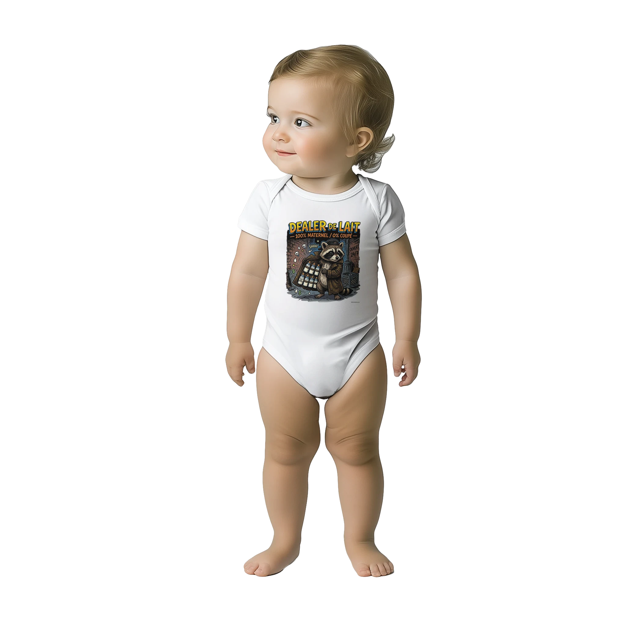 Bébé fille portant le cache-couche dealer de lait - couleur blanc | Khimera