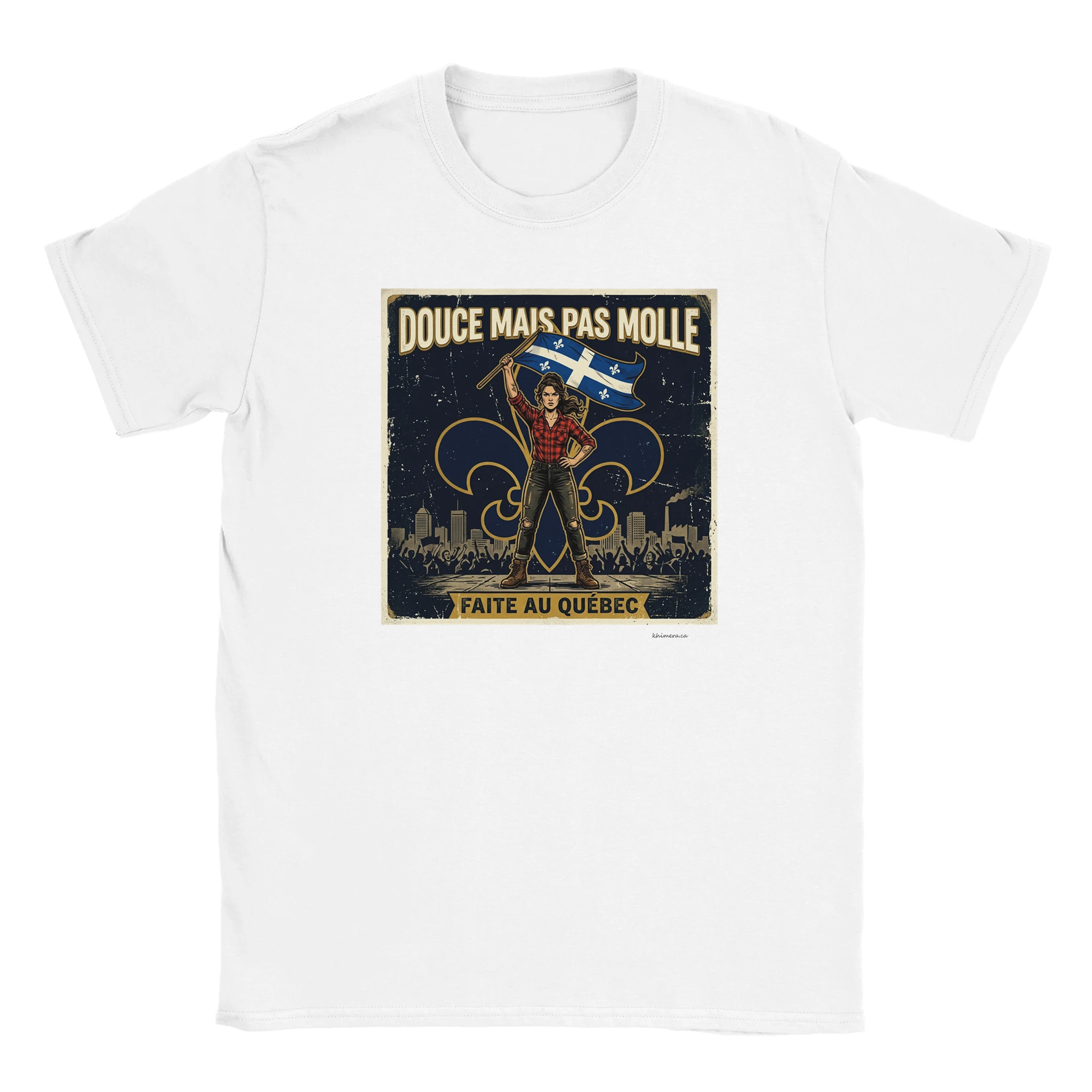 T-shirt drapeau Québec femme fierté québécoise - couleur blanc | Khimera