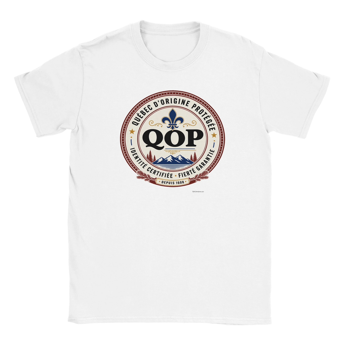 T-shirt sceau QOP identité québécoise - couleur blanc | Khimera