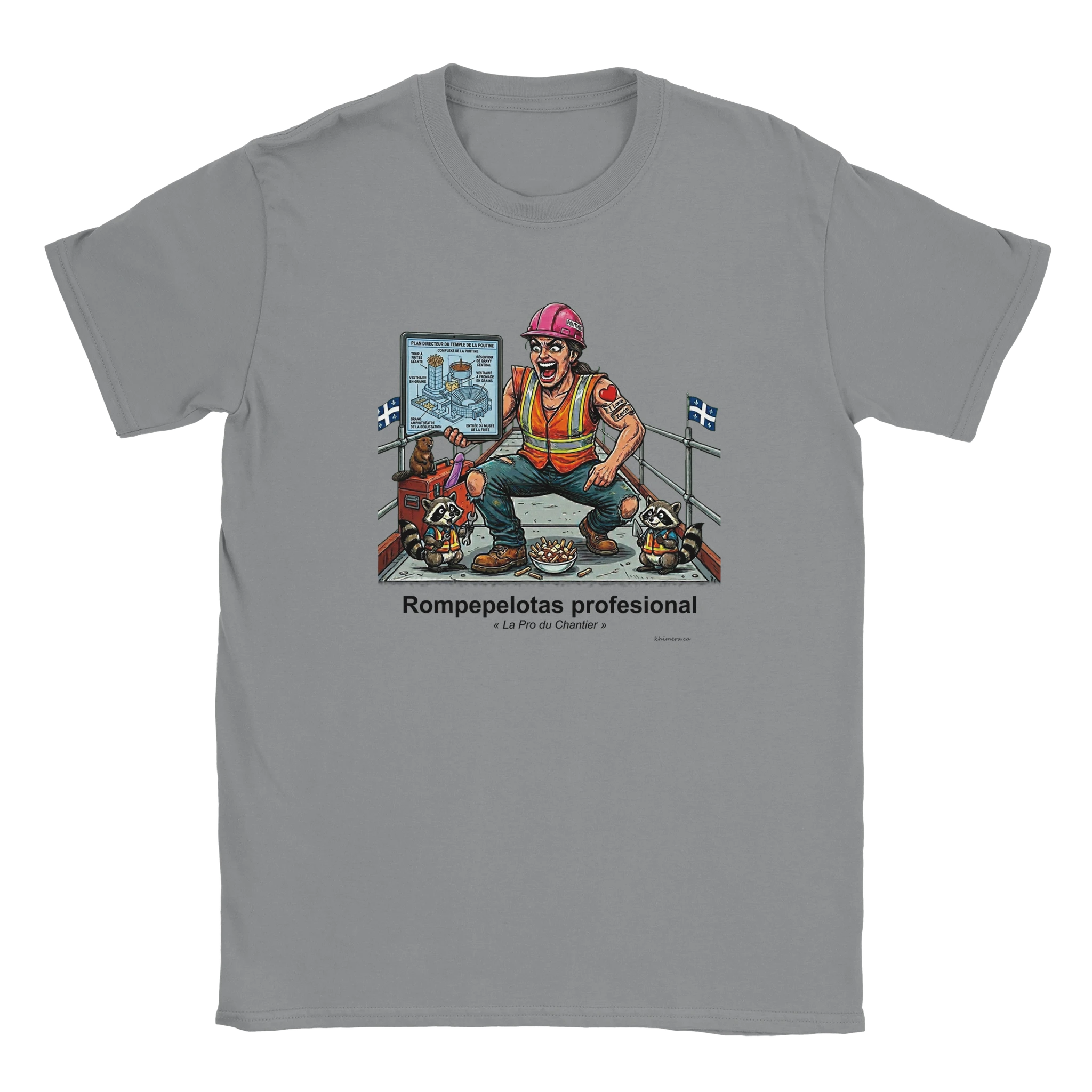 T-shirt Femme Chantier Humour Décalé - couleur gris chiné | Khimera