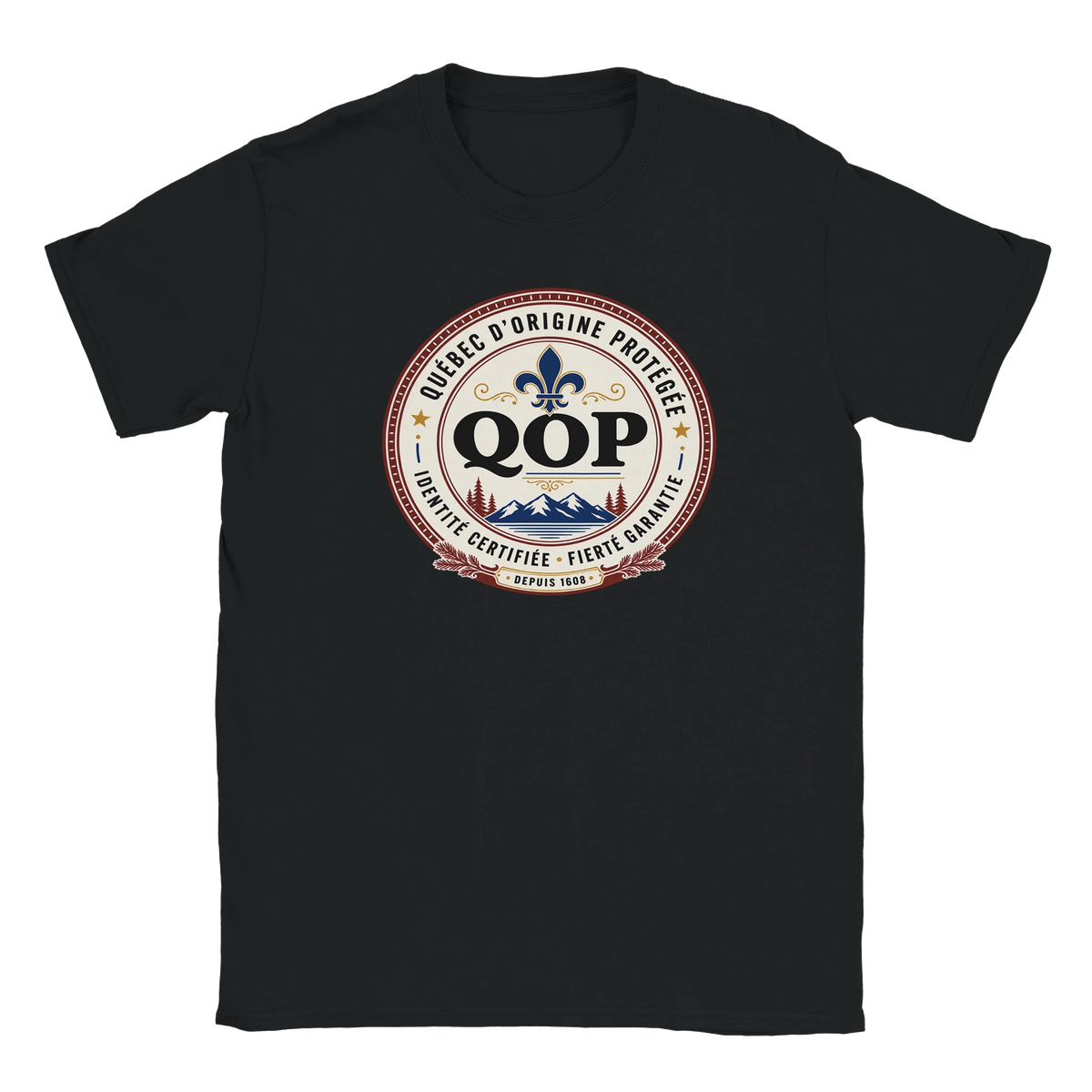 T-shirt sceau QOP identité québécoise - couleur noir | Khimera
