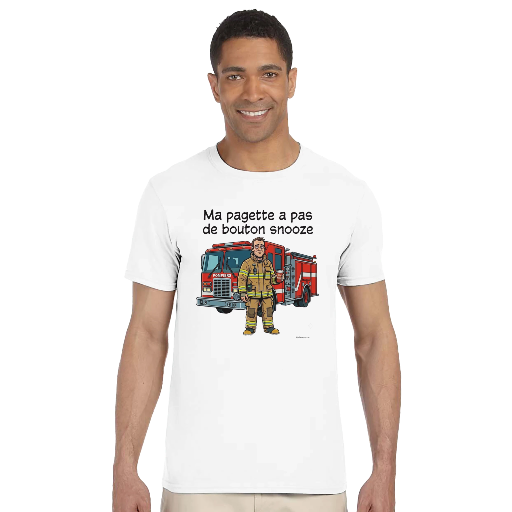 Homme portant le chandail pompier humour gars de caserne - couleur blanc | Khimera