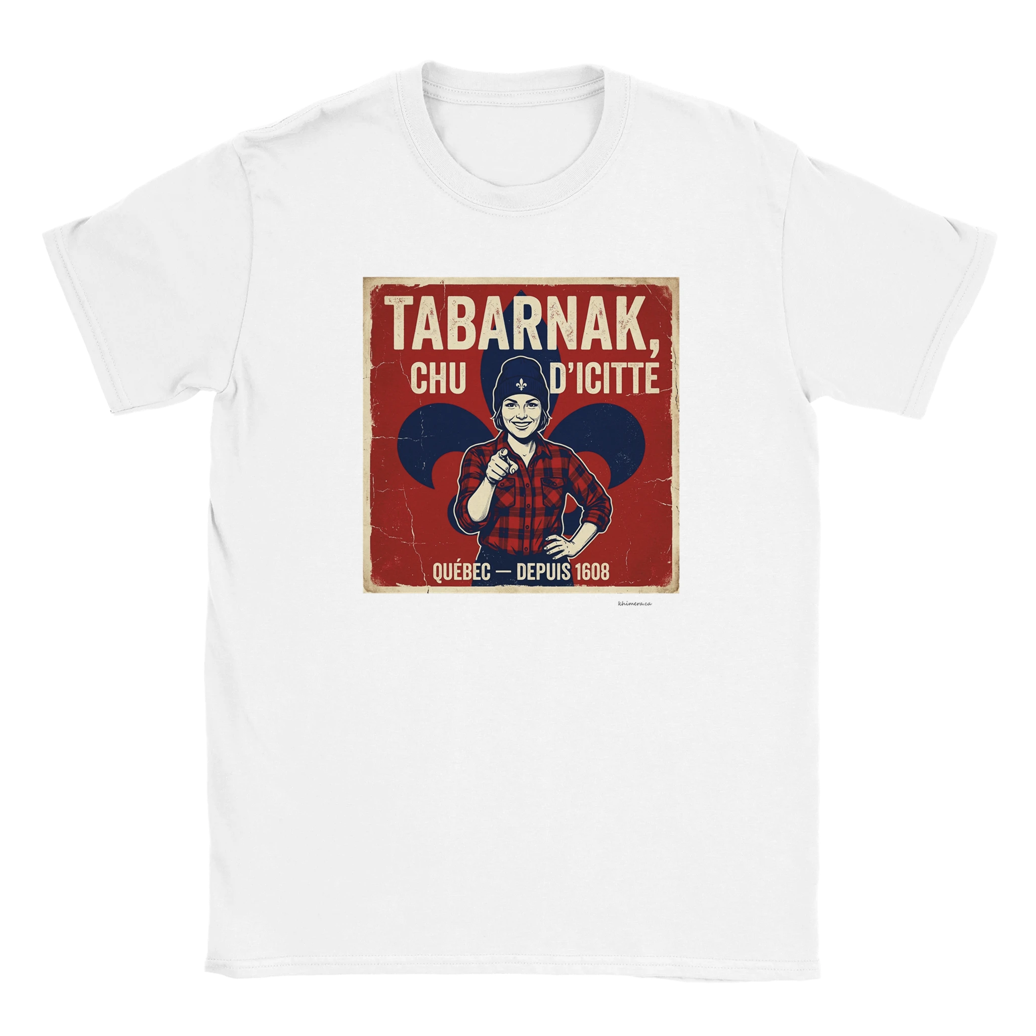 T-shirt fierté québécoise femme Québec depuis 1608 - couleur blanc | Khimera
