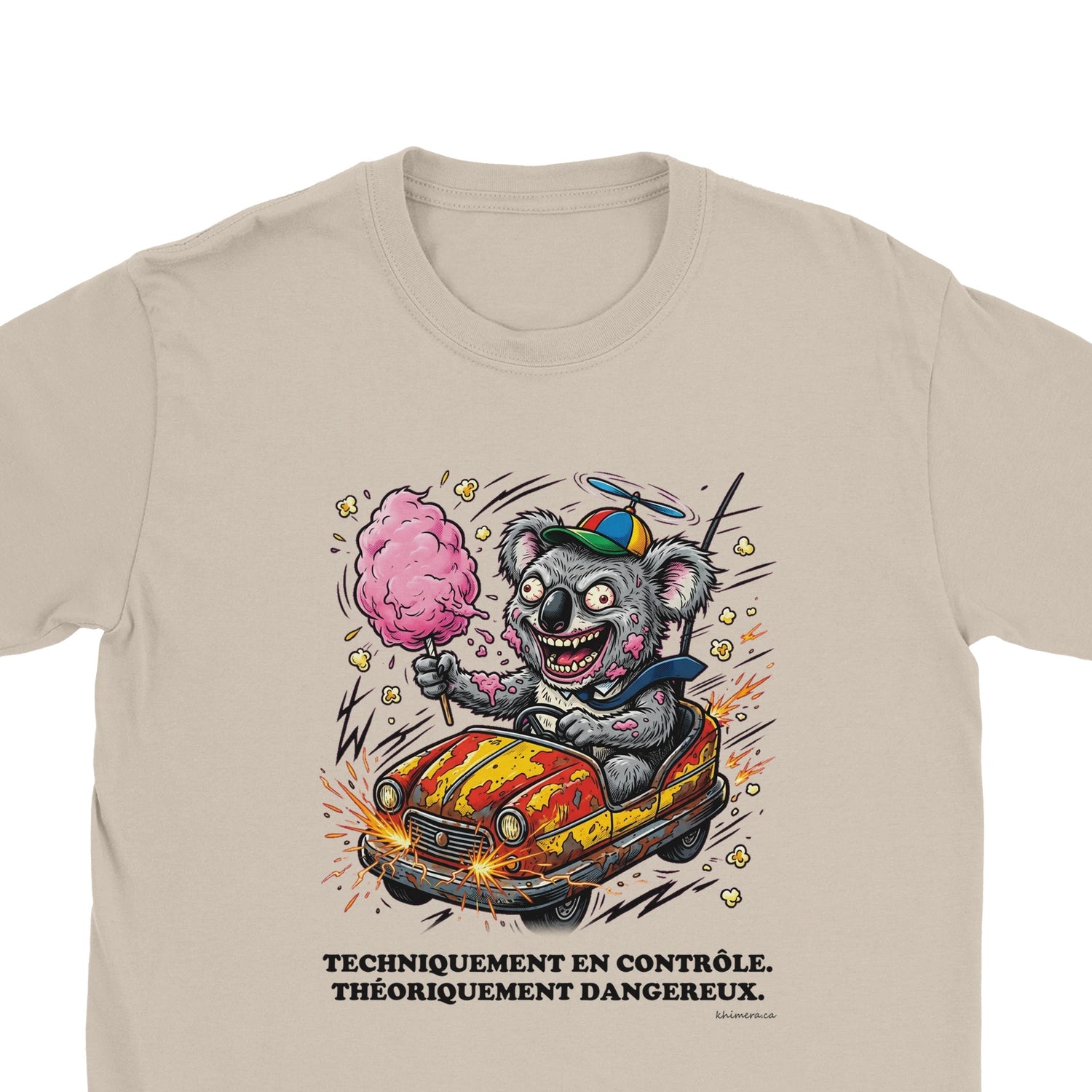 T-shirt Humour Auto Tamponneuse - zoom sable | Khimera