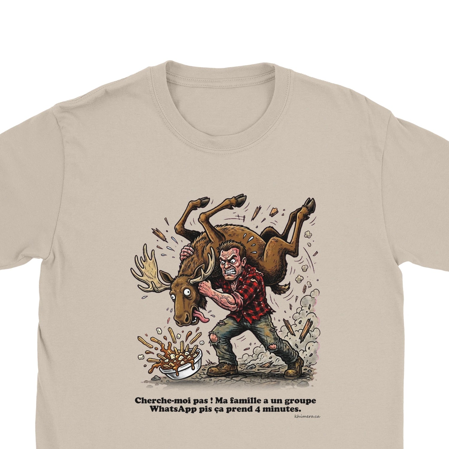 T-shirt Humour Famille WhatsApp - zoom sable | Khimera