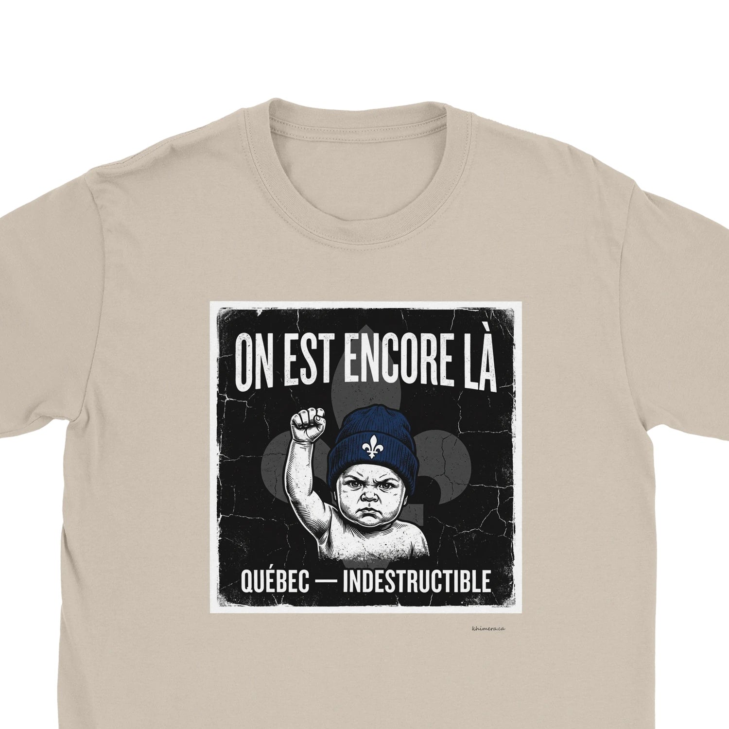 T-shirt québécois indestructible cadeau fierté - zoom sable | Khimera