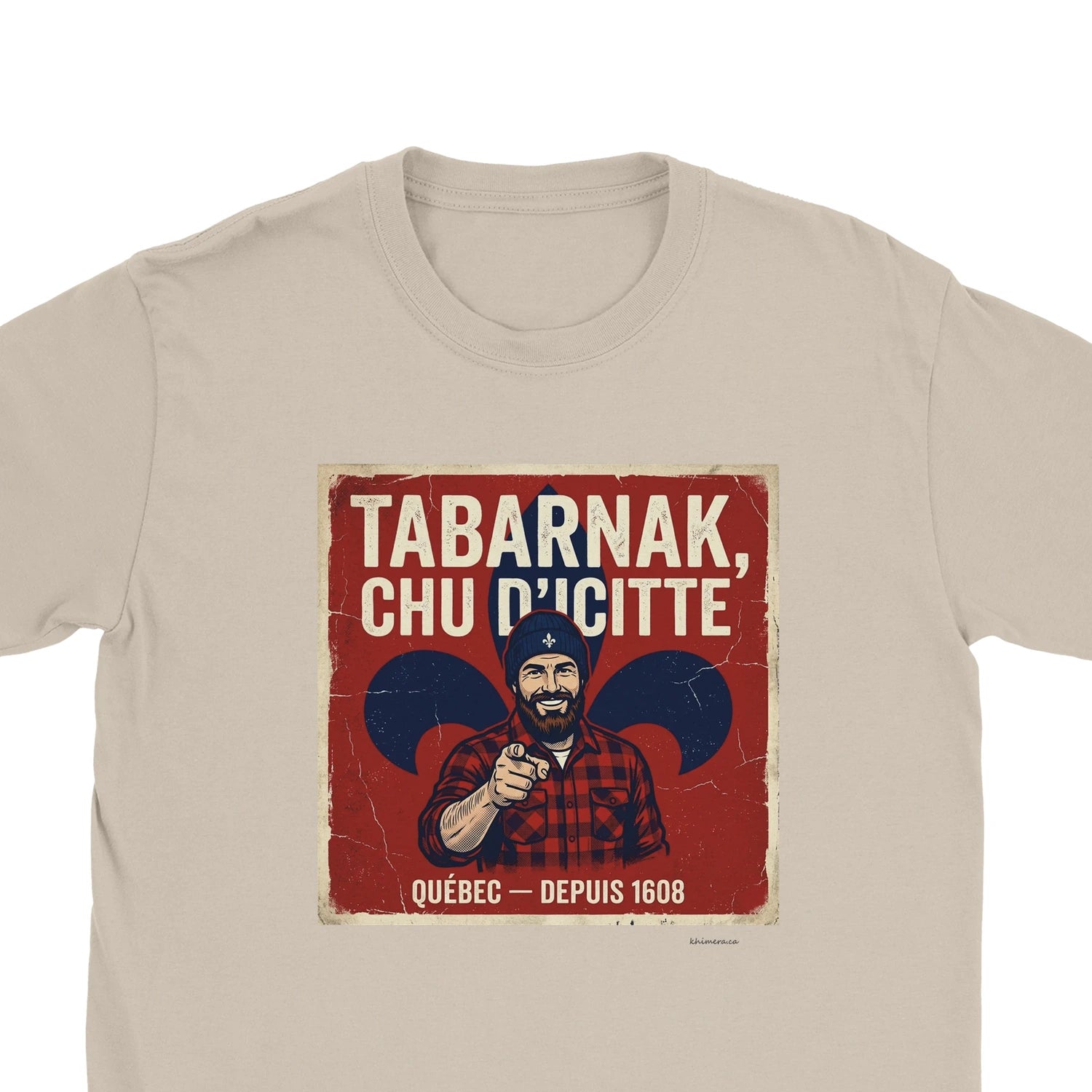 T-shirt fierté québécoise homme cadeau identité Québec - zoom sable | Khimera