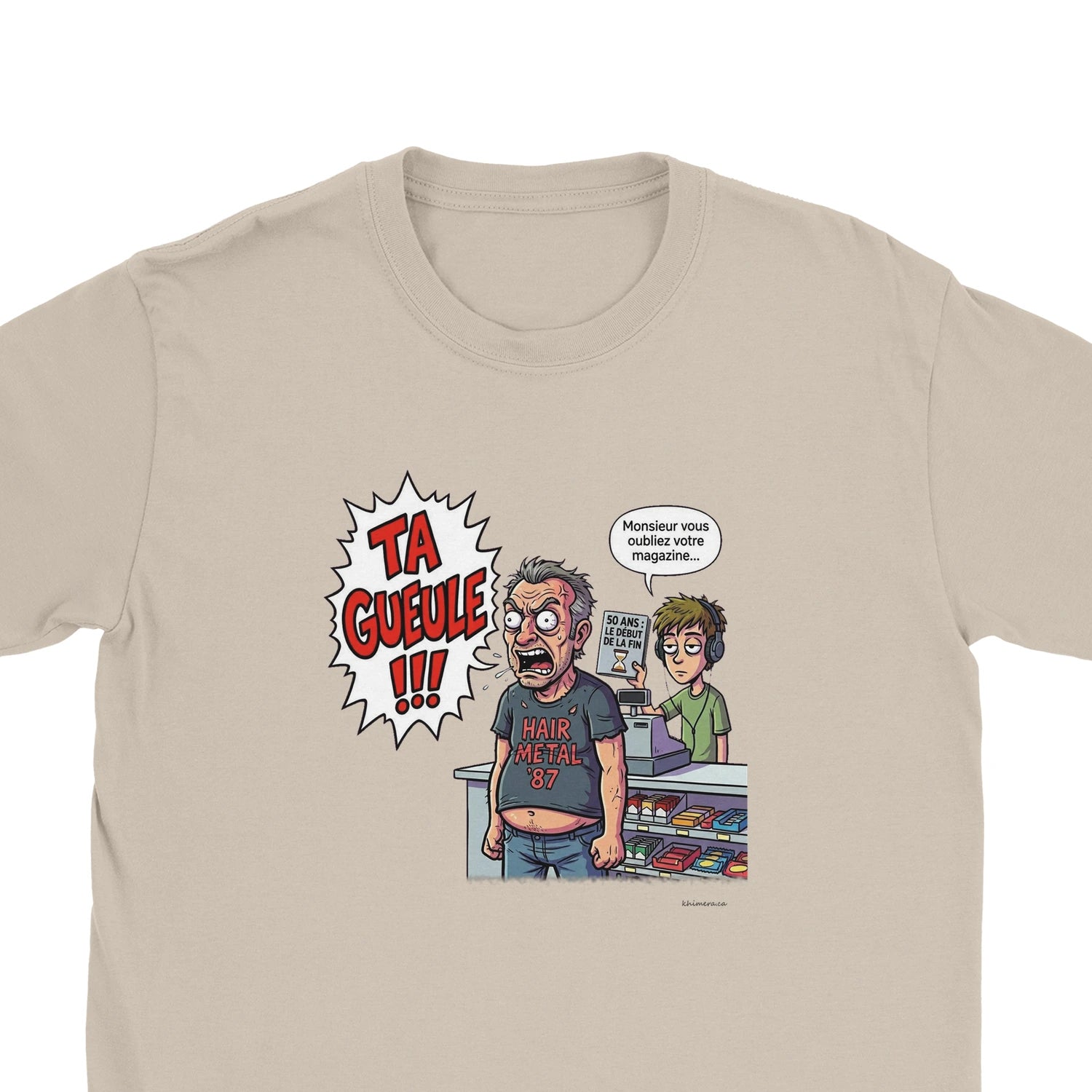 T-shirt anniversaire 50 ans homme cadeau cinquantaine - zoom sable | Khimera