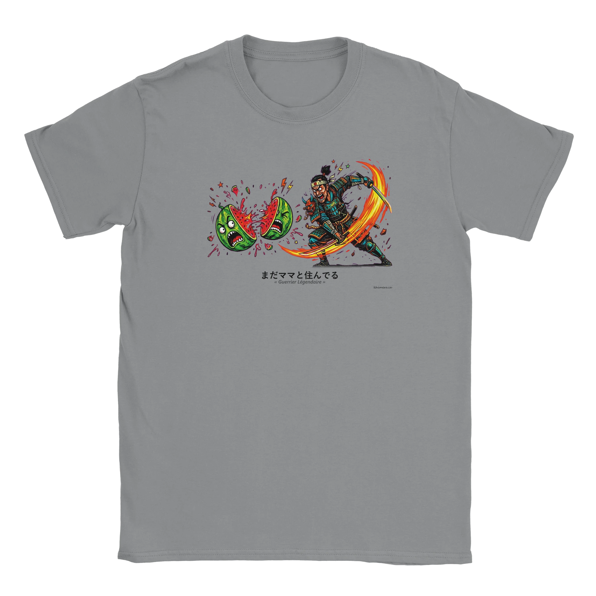T-shirt Samouraï Humour Décalé - couleur gris chiné | Khimera