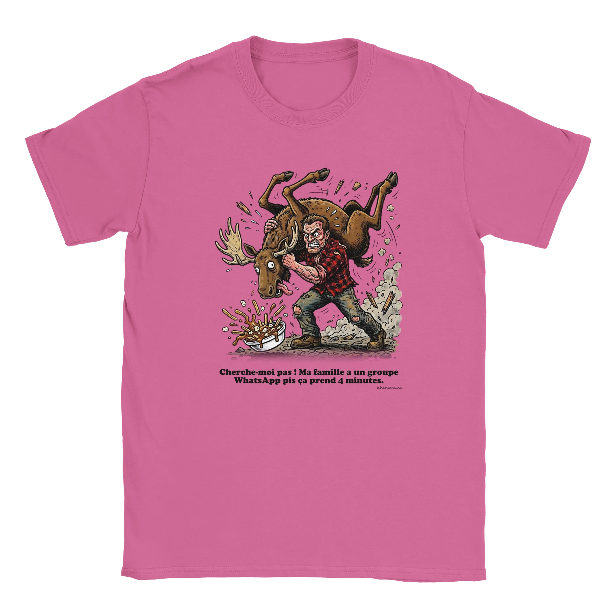 T-shirt Humour Famille WhatsApp - couleur rose | Khimera