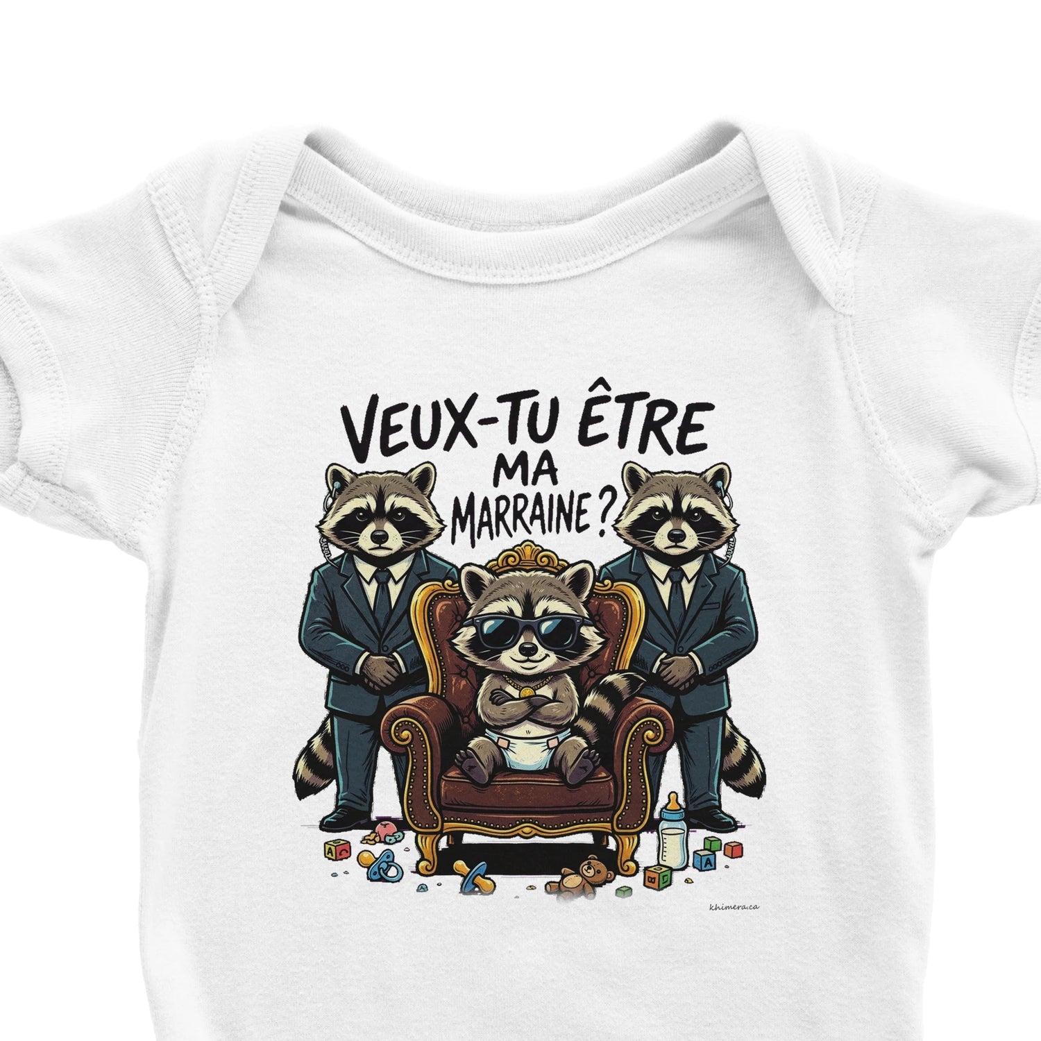 Body bébé demande marraine - zoom blanc | Khimera