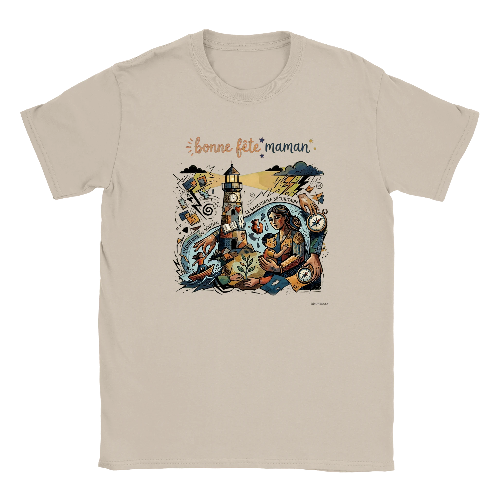 Chandail bonne fête des mères illustration phare - couleur sable | Khimera