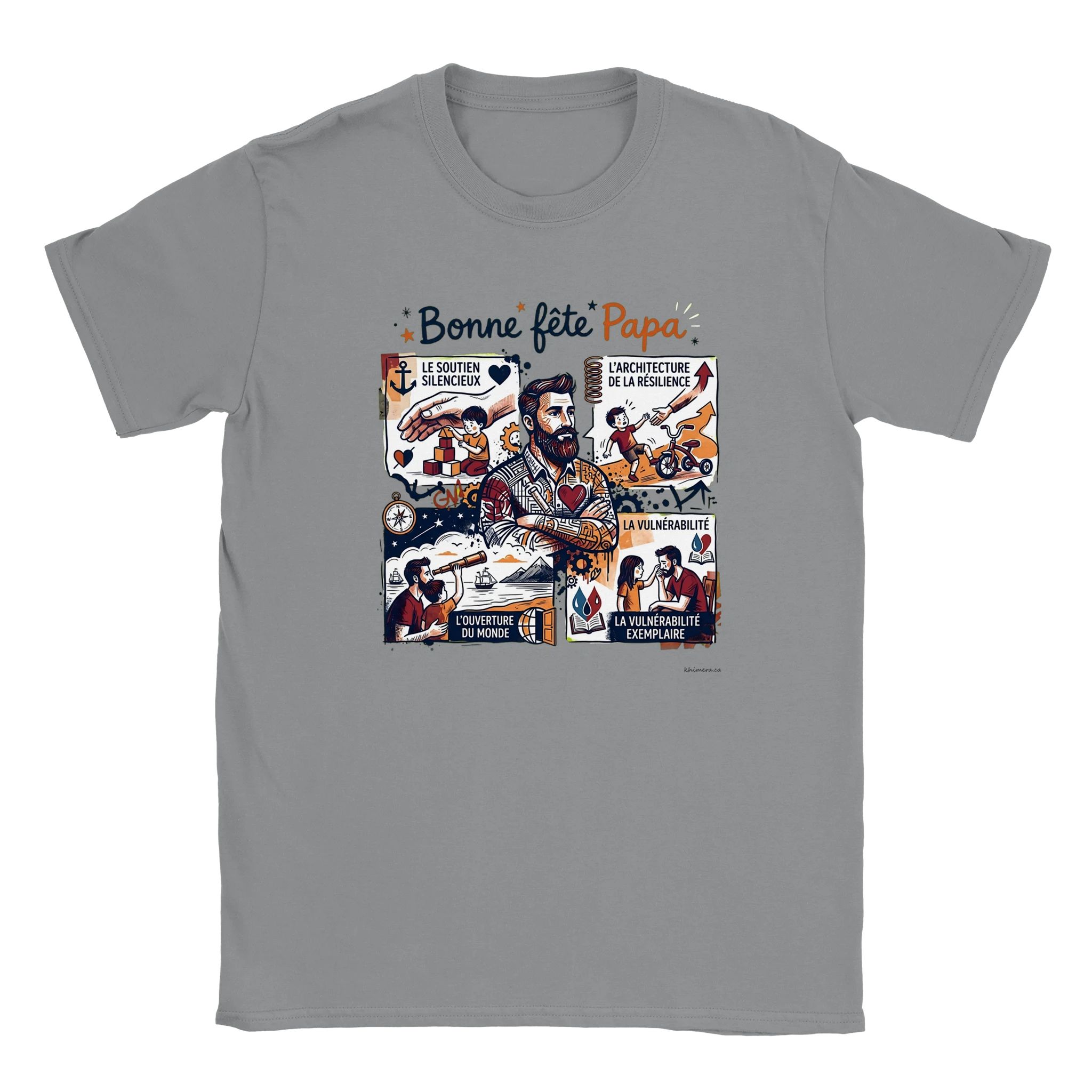 Chandail bonne fête des pères papa barbu illustration - couleur gris | Khimera