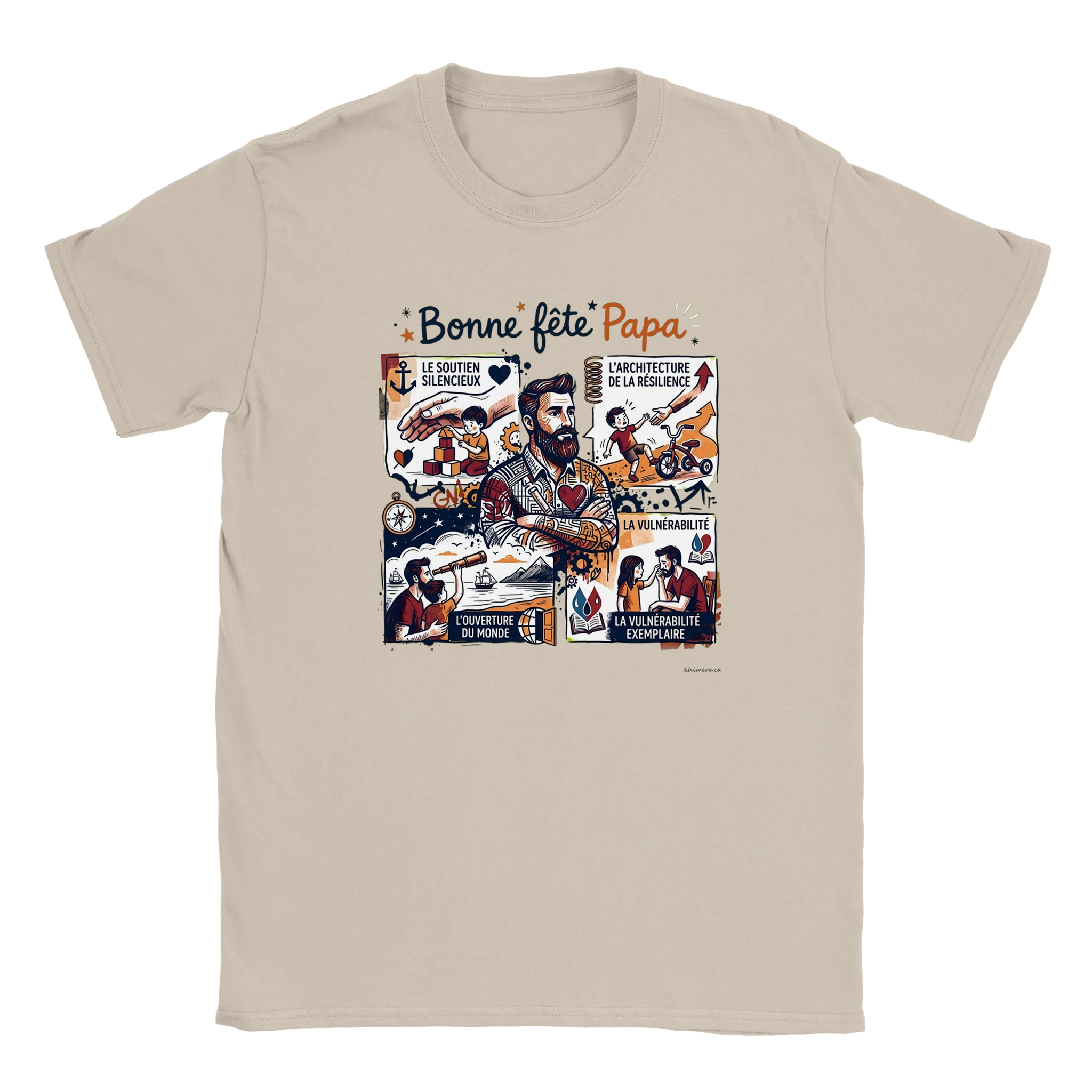 Chandail bonne fête des pères papa barbu illustration - couleur sable | Khimera