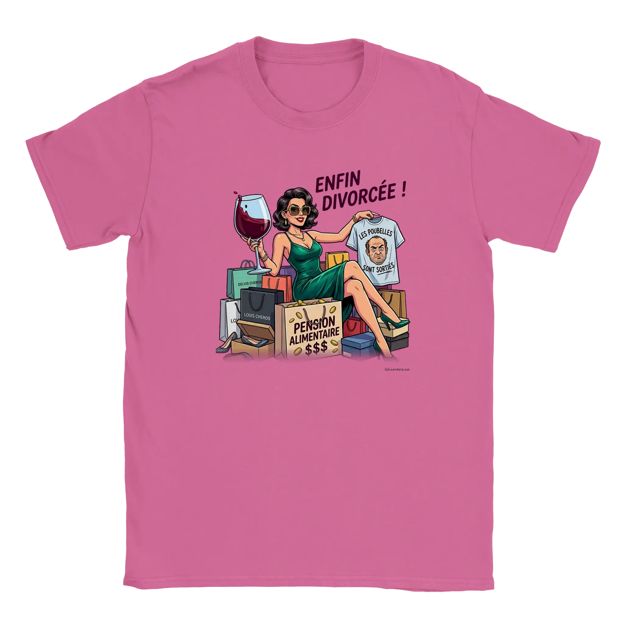T-shirt Divorce Femme Enfin Divorcée - couleur rose | Khimera
