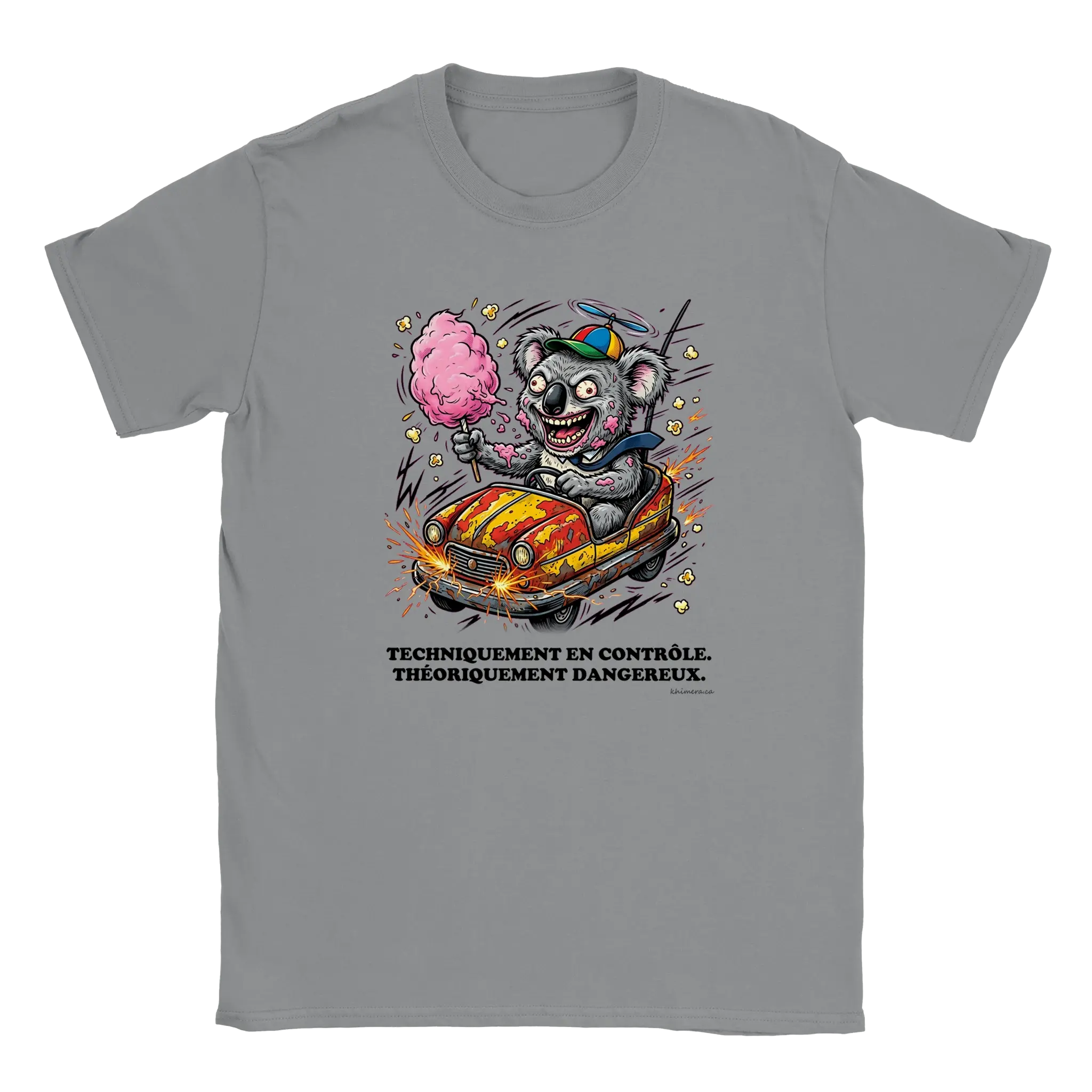 T-shirt Humour Auto Tamponneuse - couleur gris chiné | Khimera