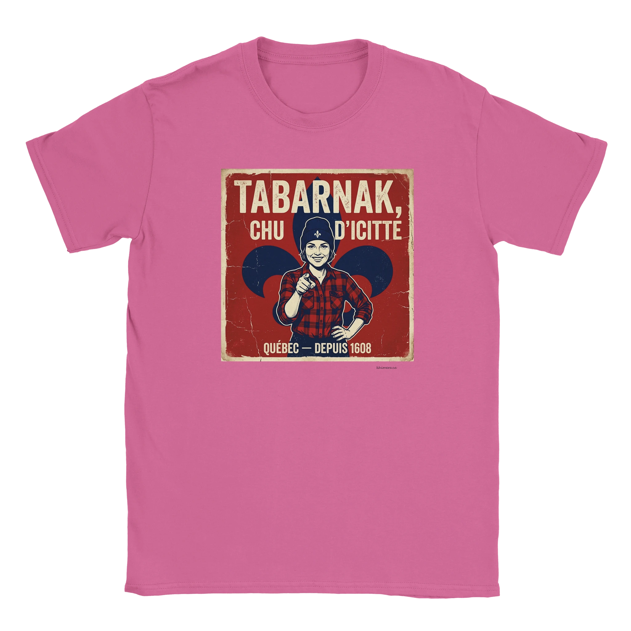 T-shirt fierté québécoise femme - couleur rose | Khimera