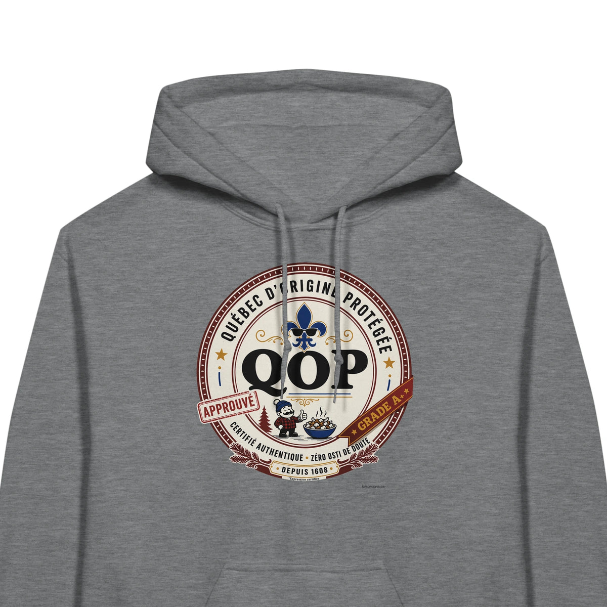 Kangourou logo QOP fierté québécoise assumée - zoom gris | Khimera