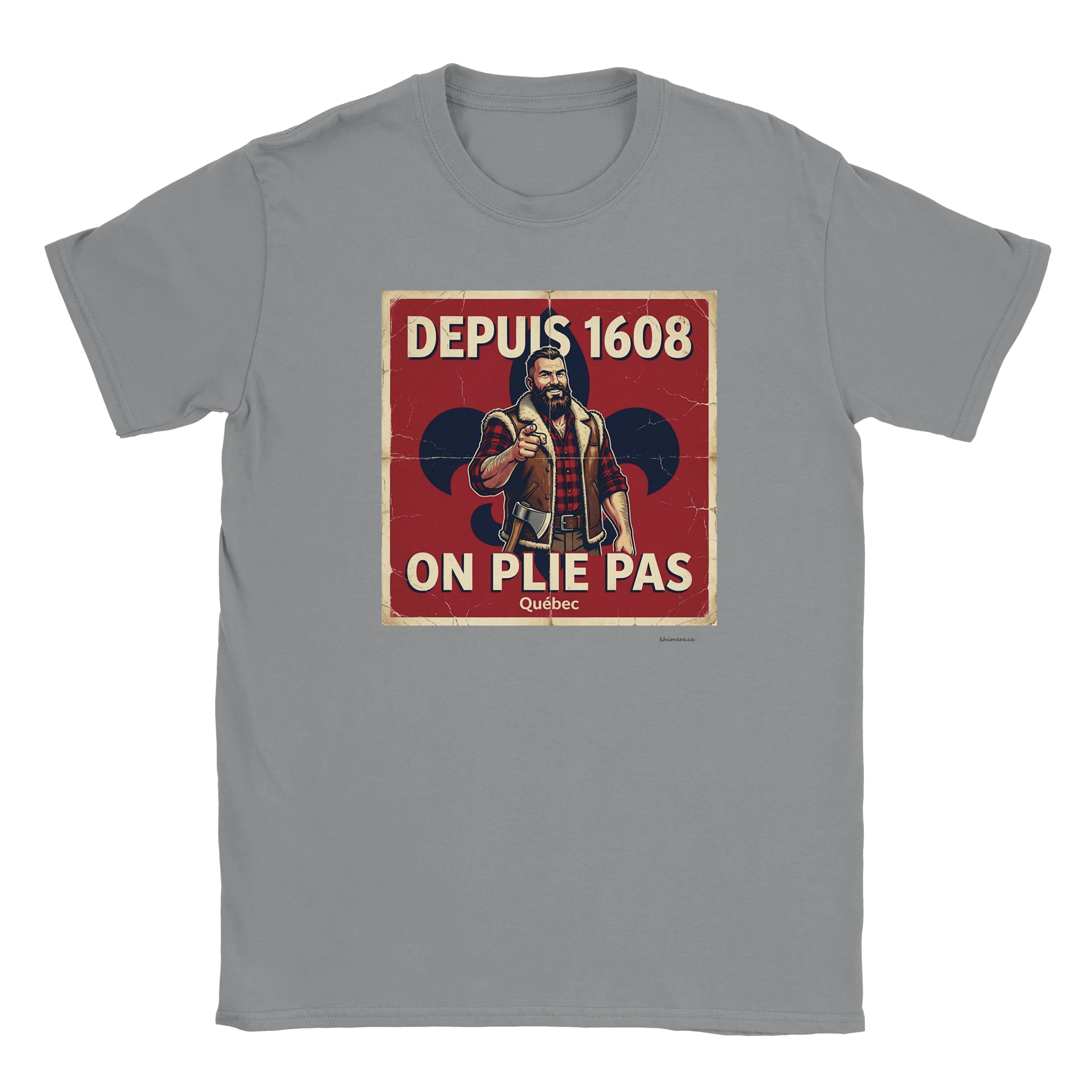 T-shirt bûcheron québécois - couleur gris | Khimera