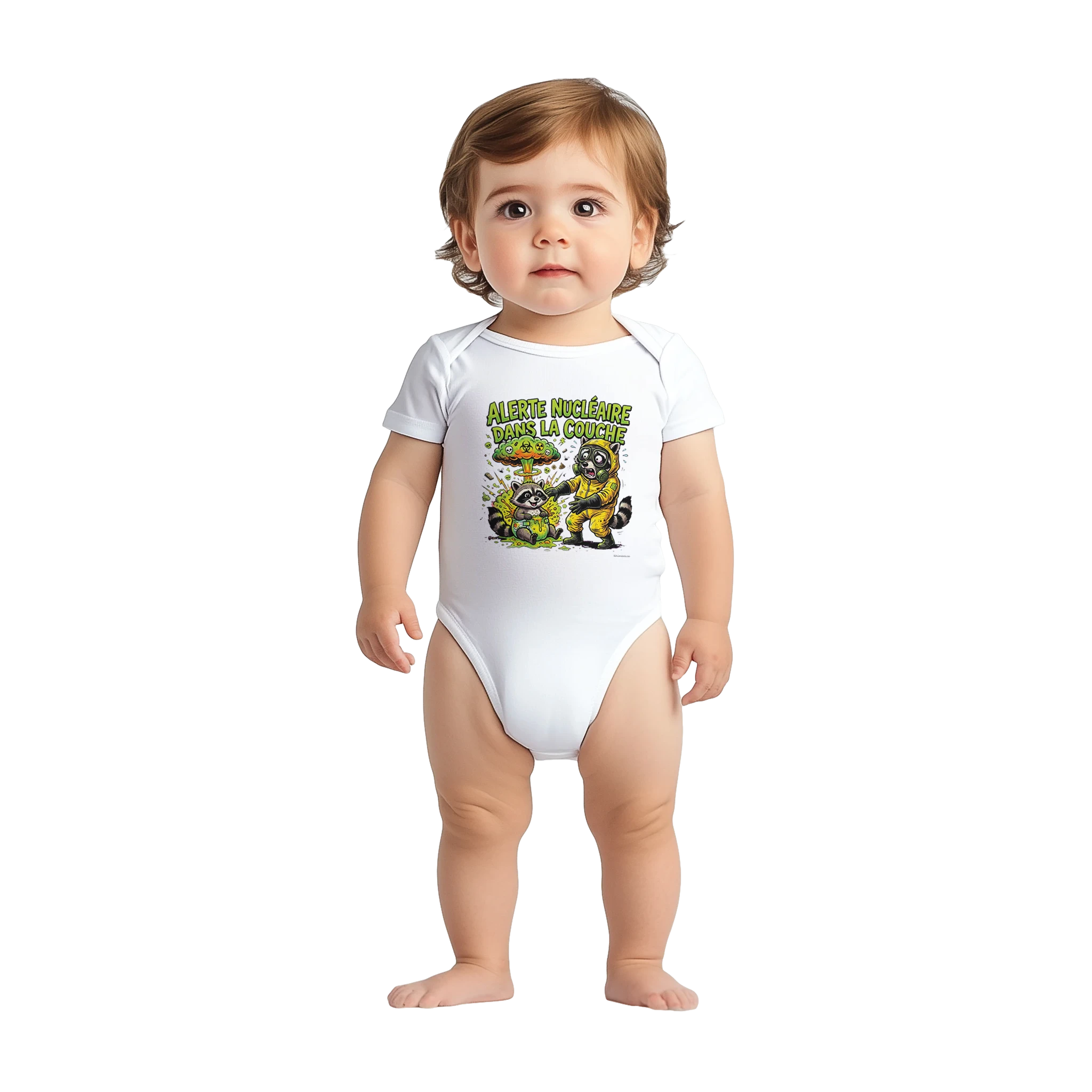 Bébé garçon portant le cache-couche alerte nucléaire - couleur blanc | Khimera