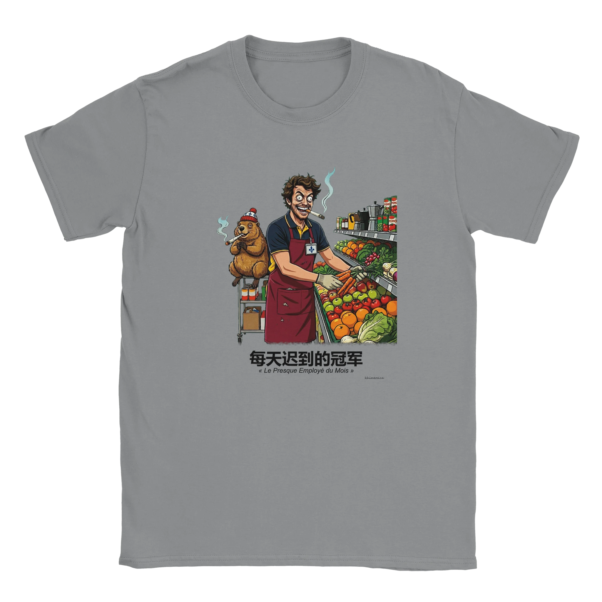 T-shirt Humour Décalé Retard - couleur gris chiné | Khimera