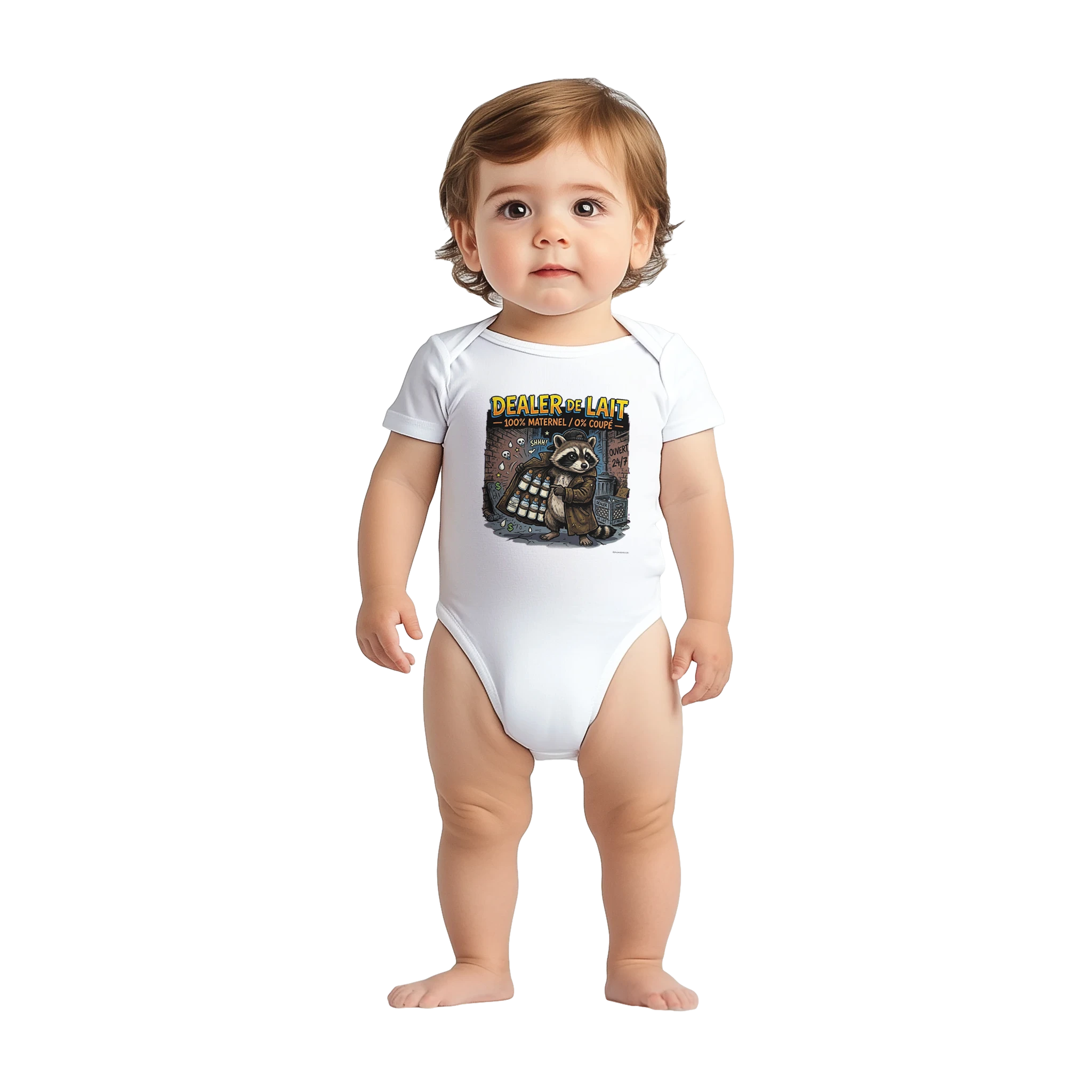 Bébé garçon portant le cache-couche dealer de lait - couleur blanc | Khimera