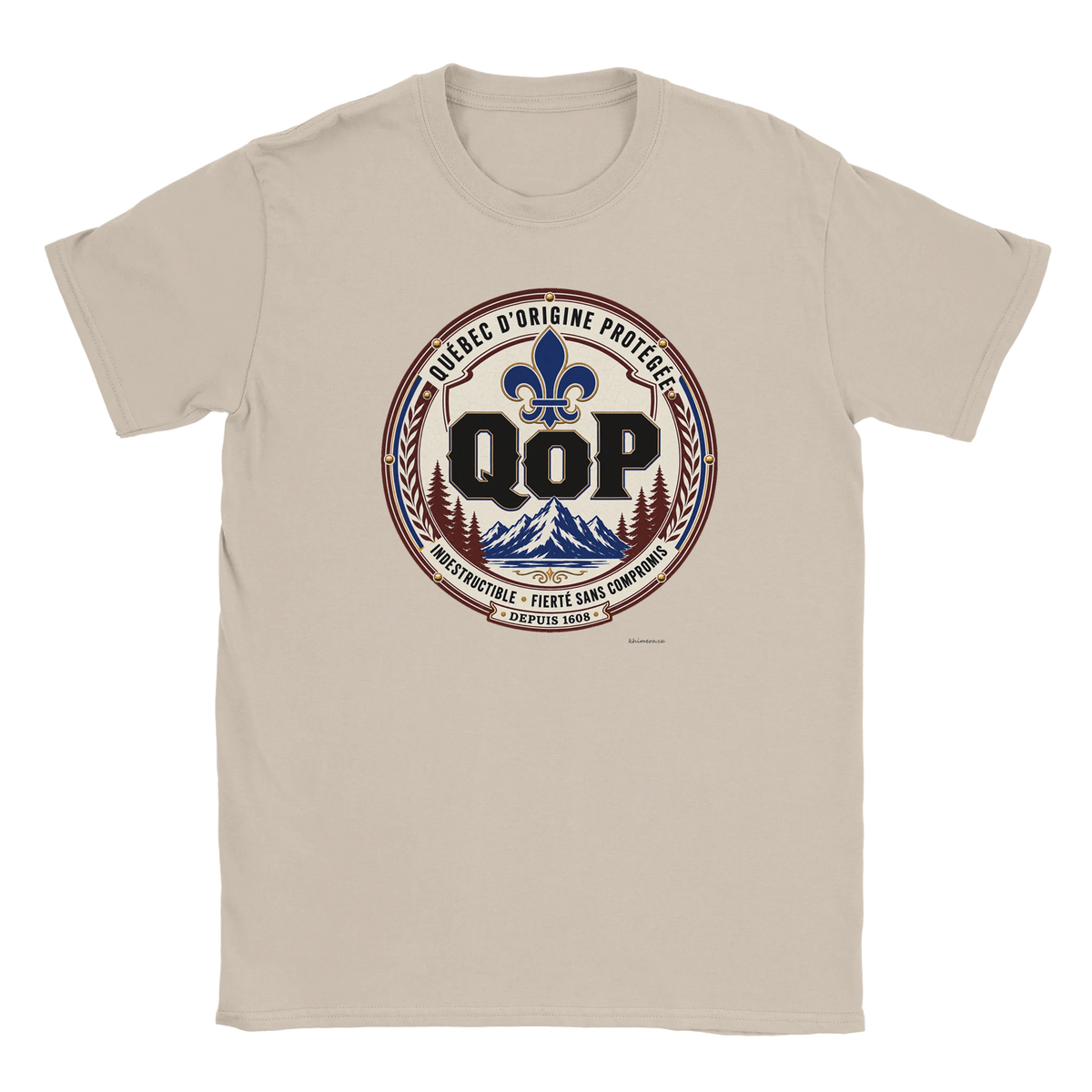 T-shirt sceau QOP fierté québécoise - couleur sable | Khimera
