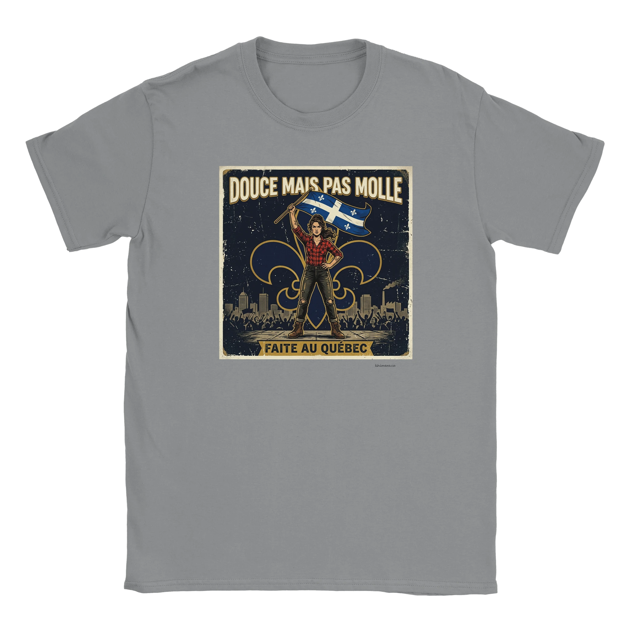 T-shirt drapeau Québec femme - couleur gris | Khimera