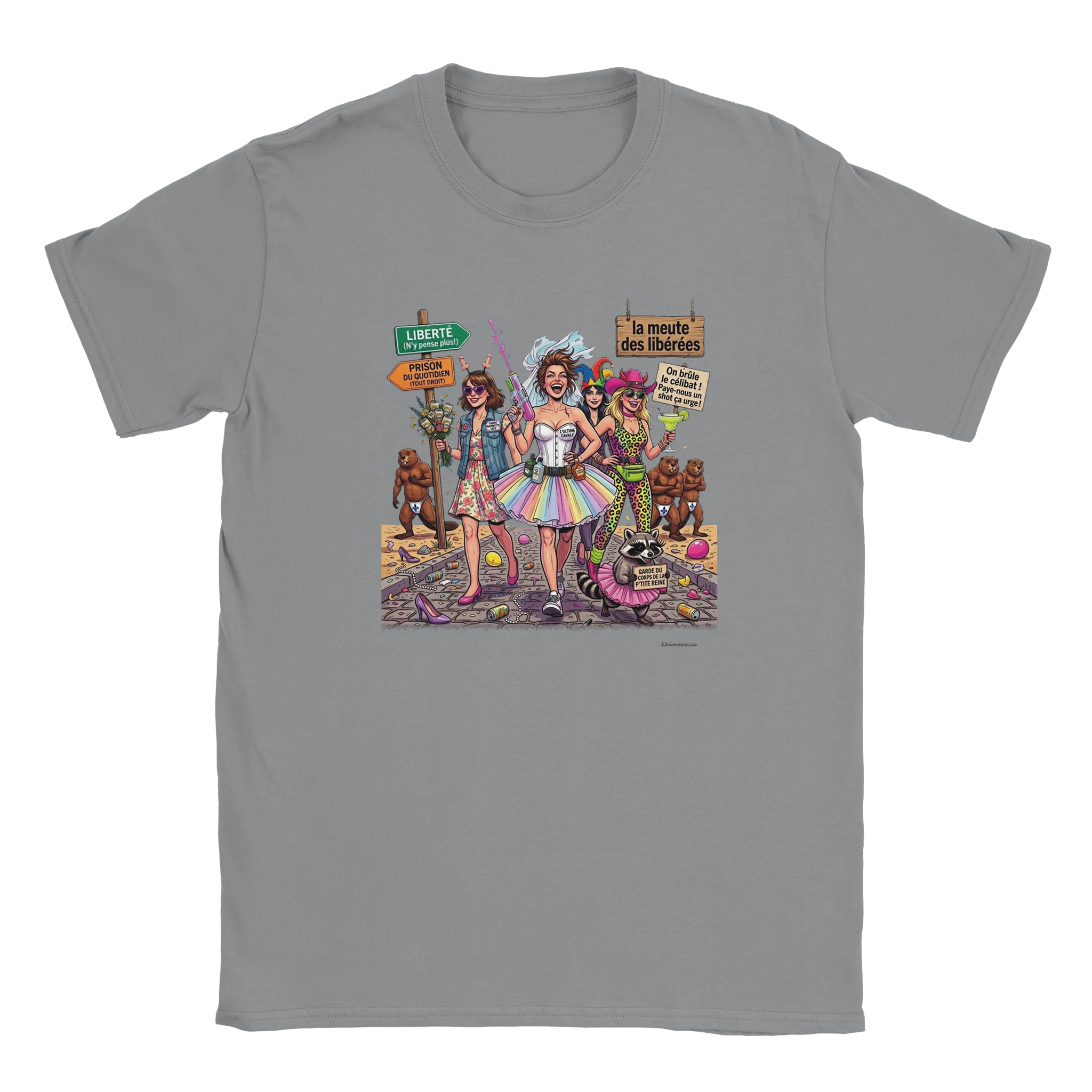 T-shirt EVJF enterrement vie fille - couleur gris chiné | Khimera