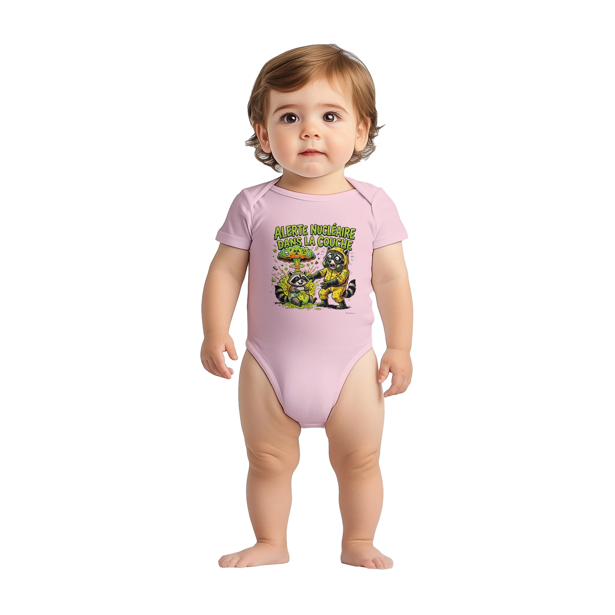 Bébé fille portant le cache-couche alerte nucléaire - couleur rose | Khimera