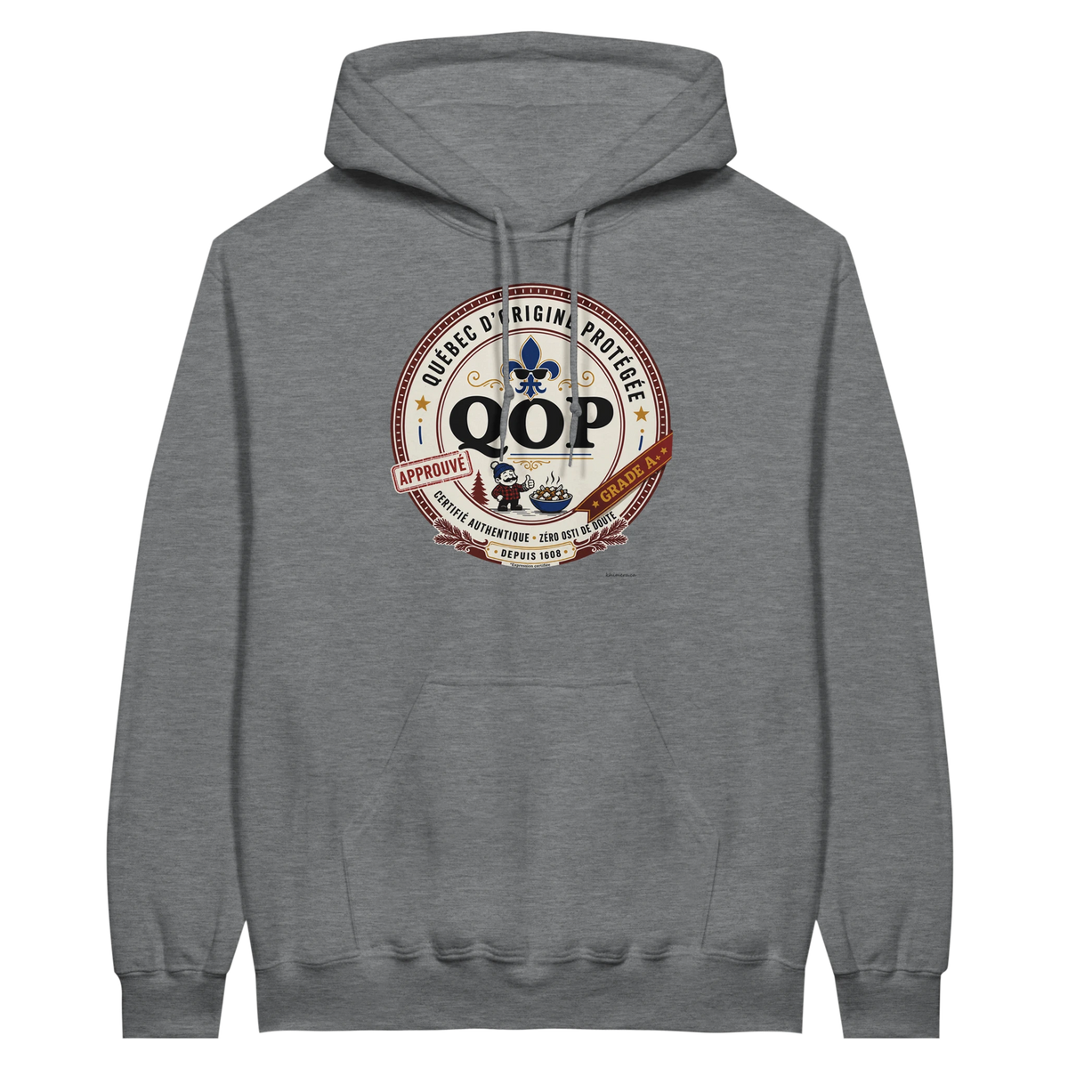 Kangourou logo QOP fierté québécoise assumée - couleur gris chiné | Khimera