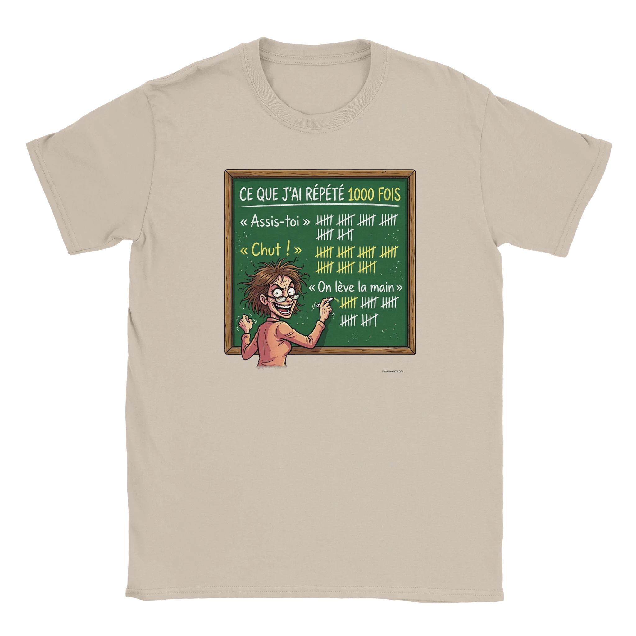 Tee-shirt professeure des écoles humour enseignante - couleur sable | Khimera