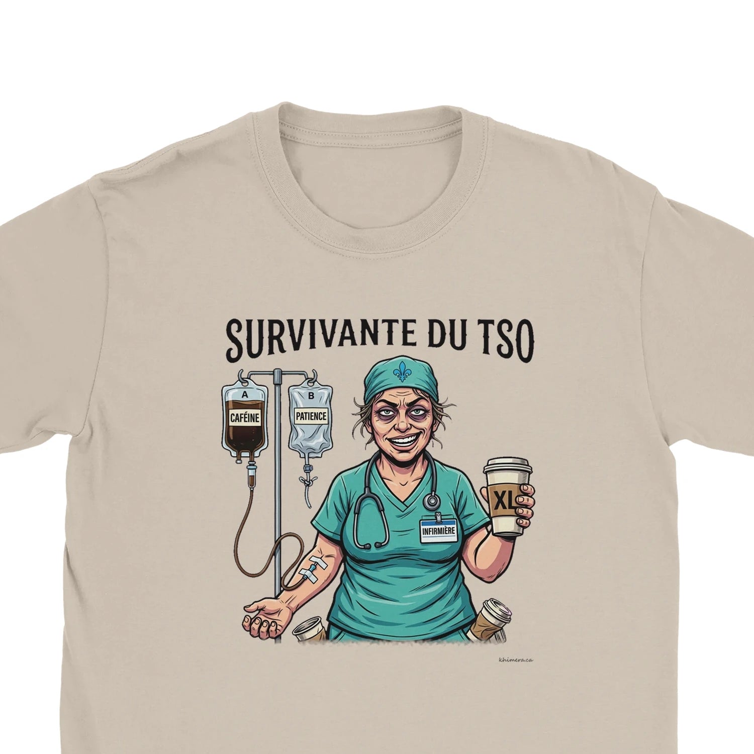 T-shirt Infirmière Humour - zoom sable | Khimera