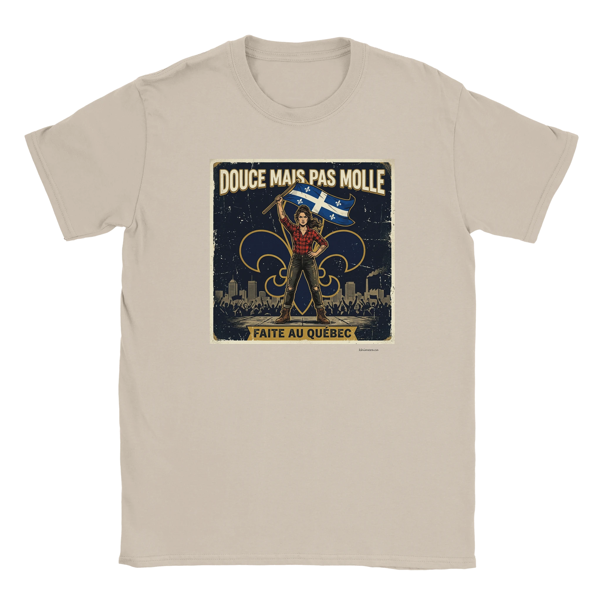 T-shirt drapeau Québec femme - couleur sable | Khimera