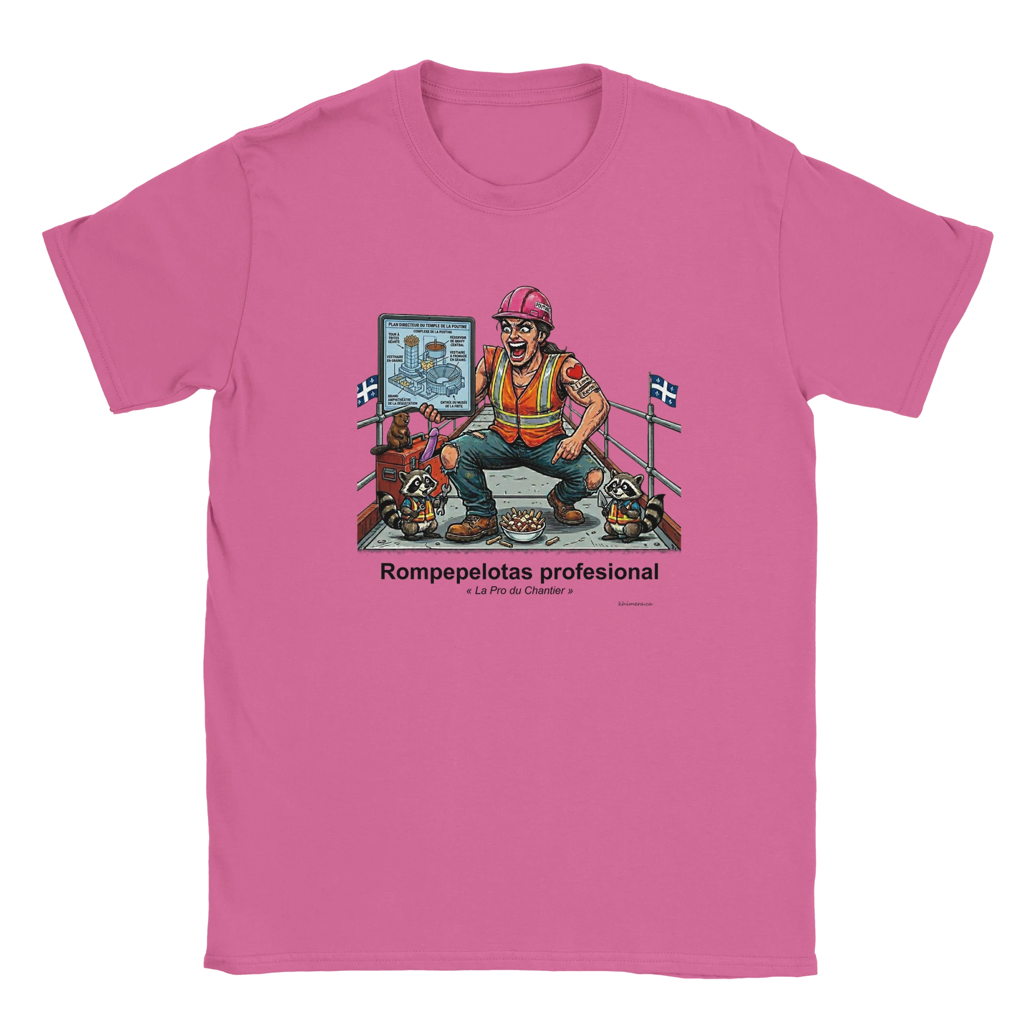 T-shirt Femme Chantier Humour Décalé - couleur rose | Khimera