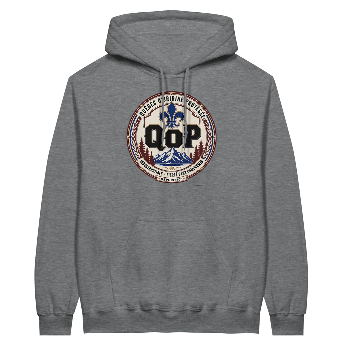 Kangourou logo QOP fierté québécoise - couleur gris chiné | Khimera