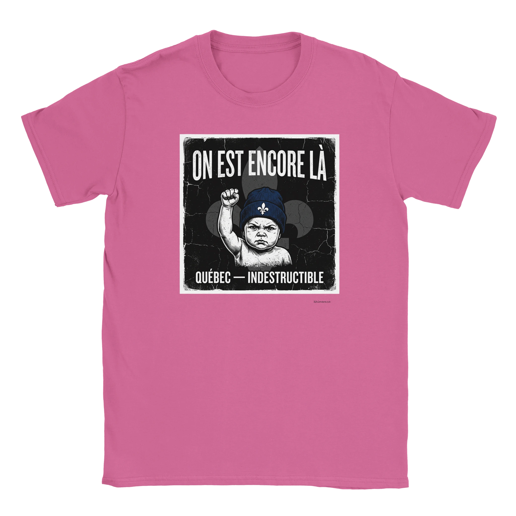 T-shirt fierté québécoise Québec indestructible - couleur rose | Khimera