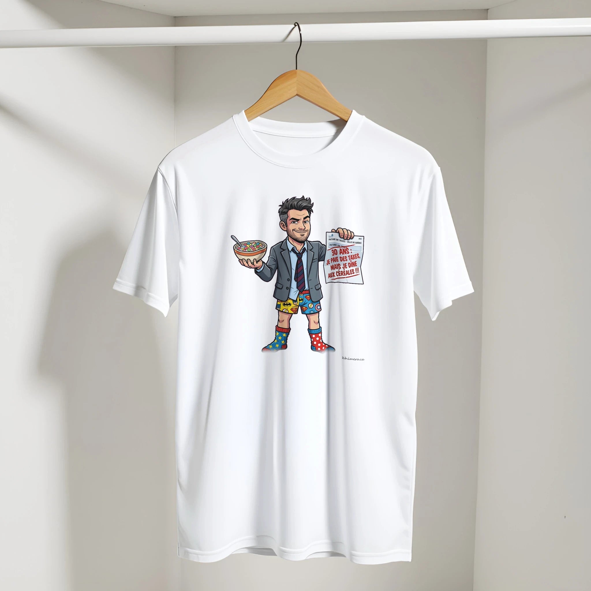 T-shirt Anniversaire 30 Ans Homme présenté sur cintre - couleur blanc | Khimera