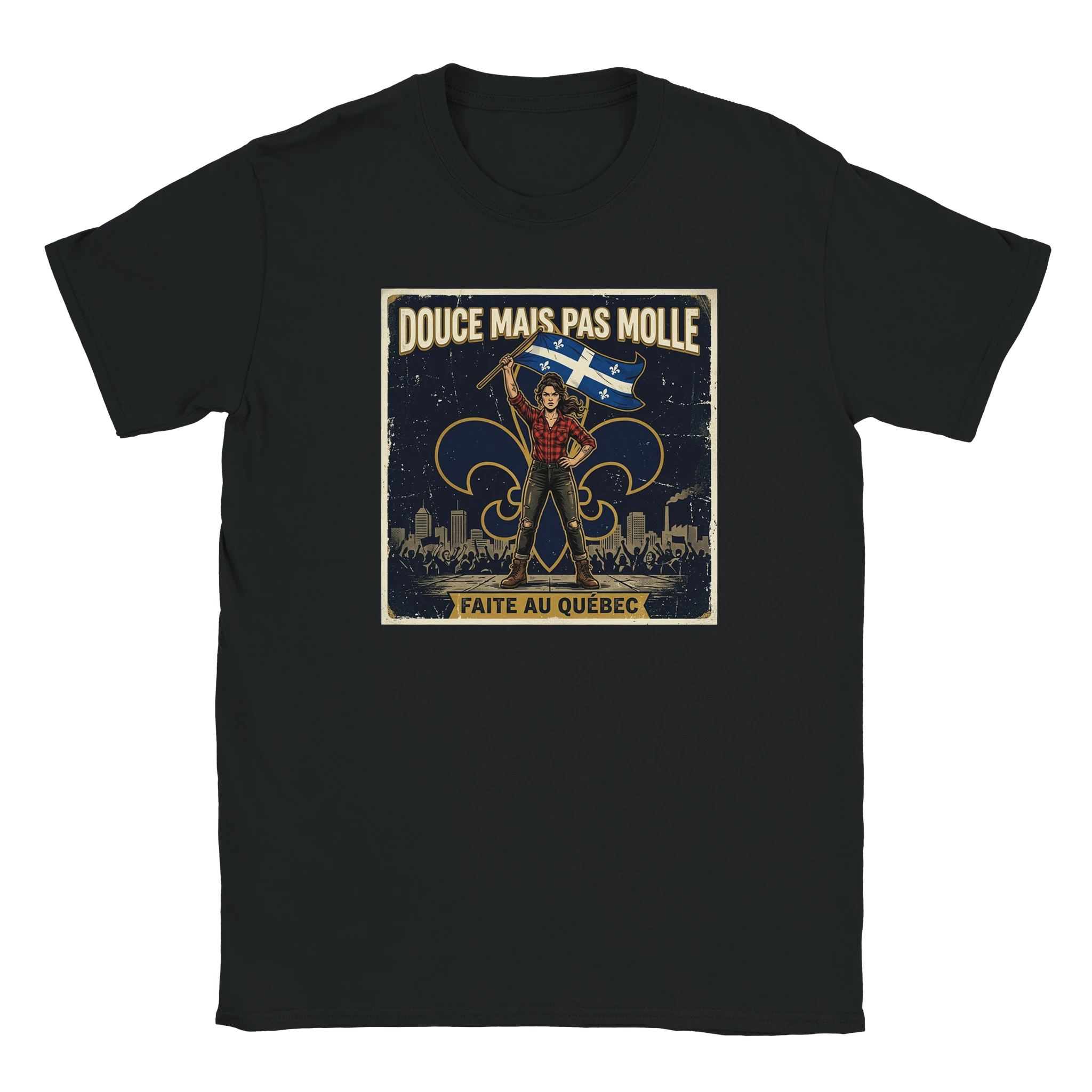 T-shirt drapeau Québec femme - couleur noir | Khimera