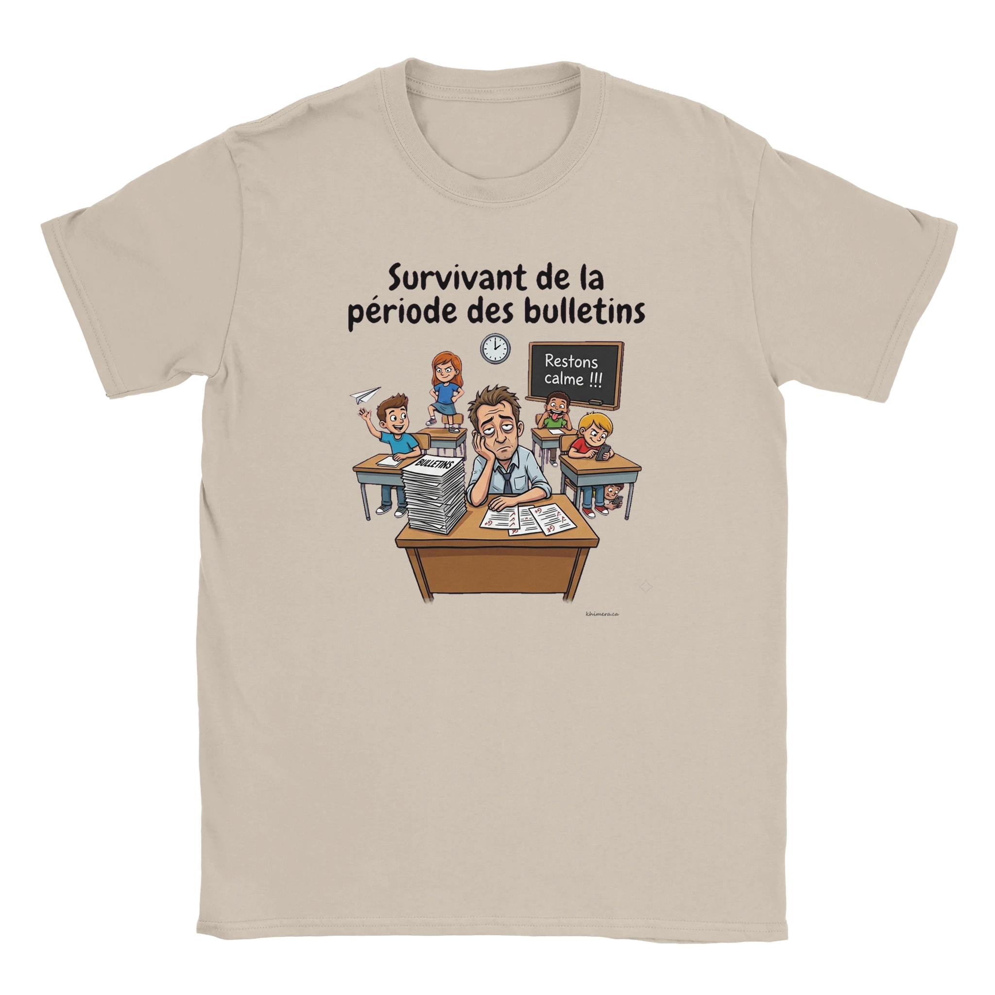 Tee-shirt prof humour enseignant maître d'école - couleur sable | Khimera