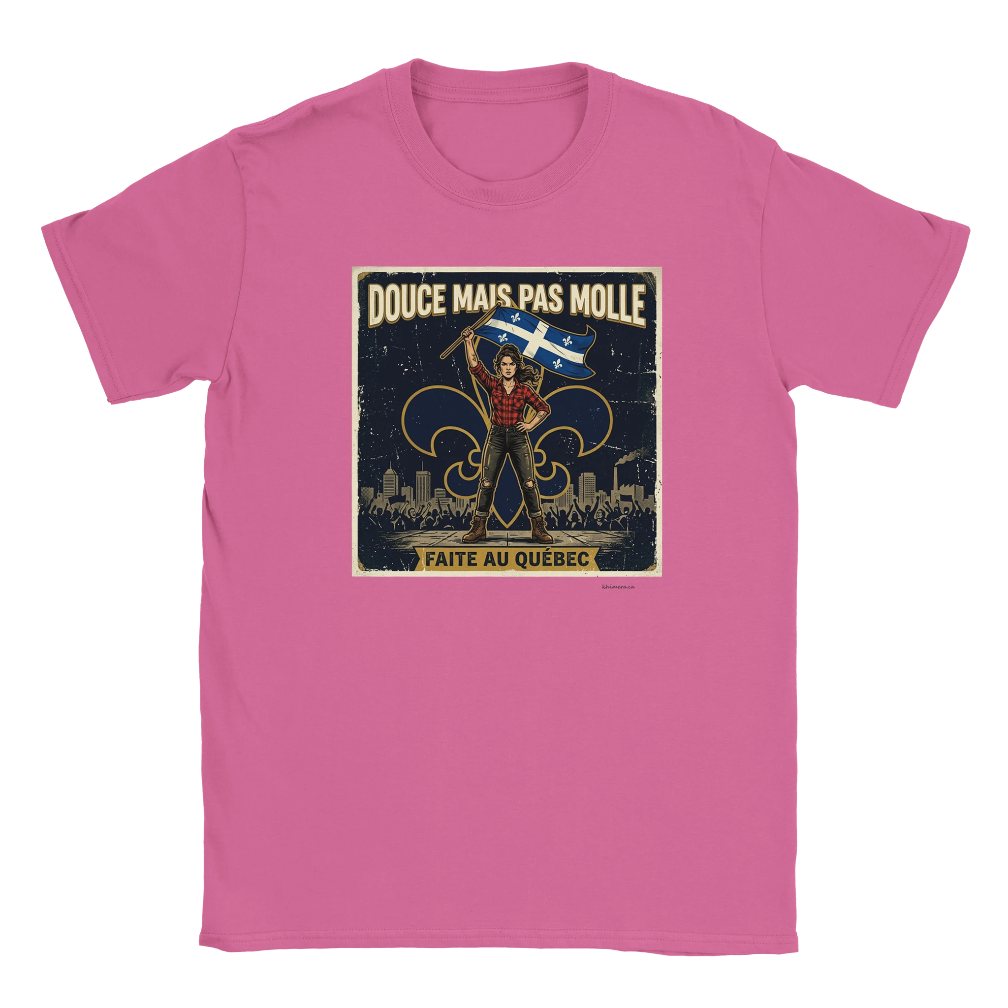 T-shirt drapeau Québec femme - couleur rose | Khimera