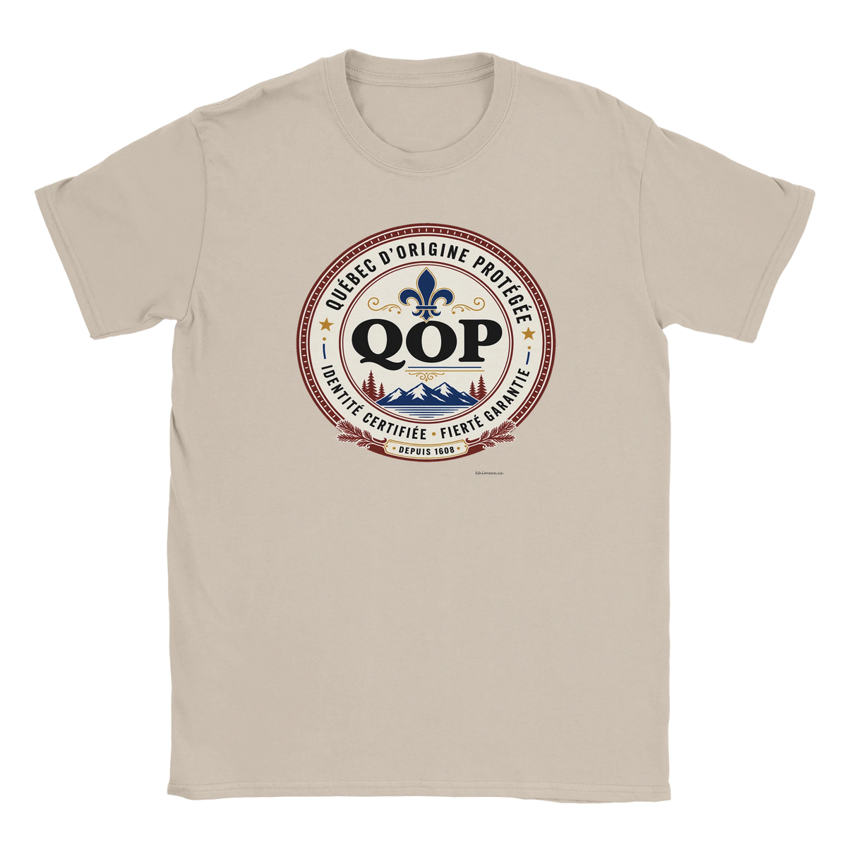 T-shirt sceau QOP identité québécoise - couleur sable | Khimera