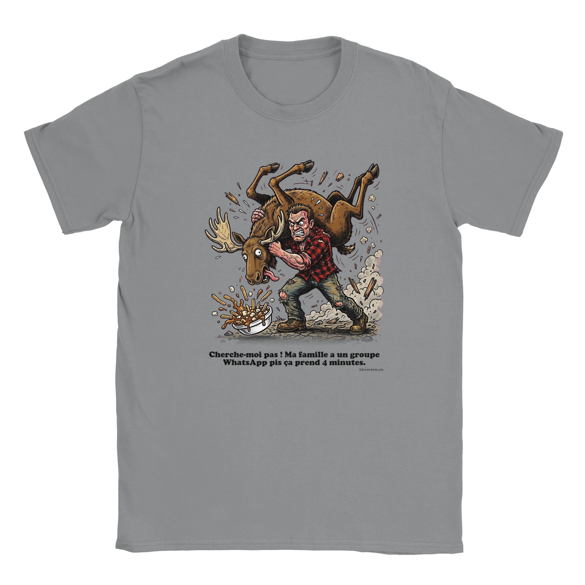 T-shirt Humour Famille WhatsApp - couleur gris chiné | Khimera
