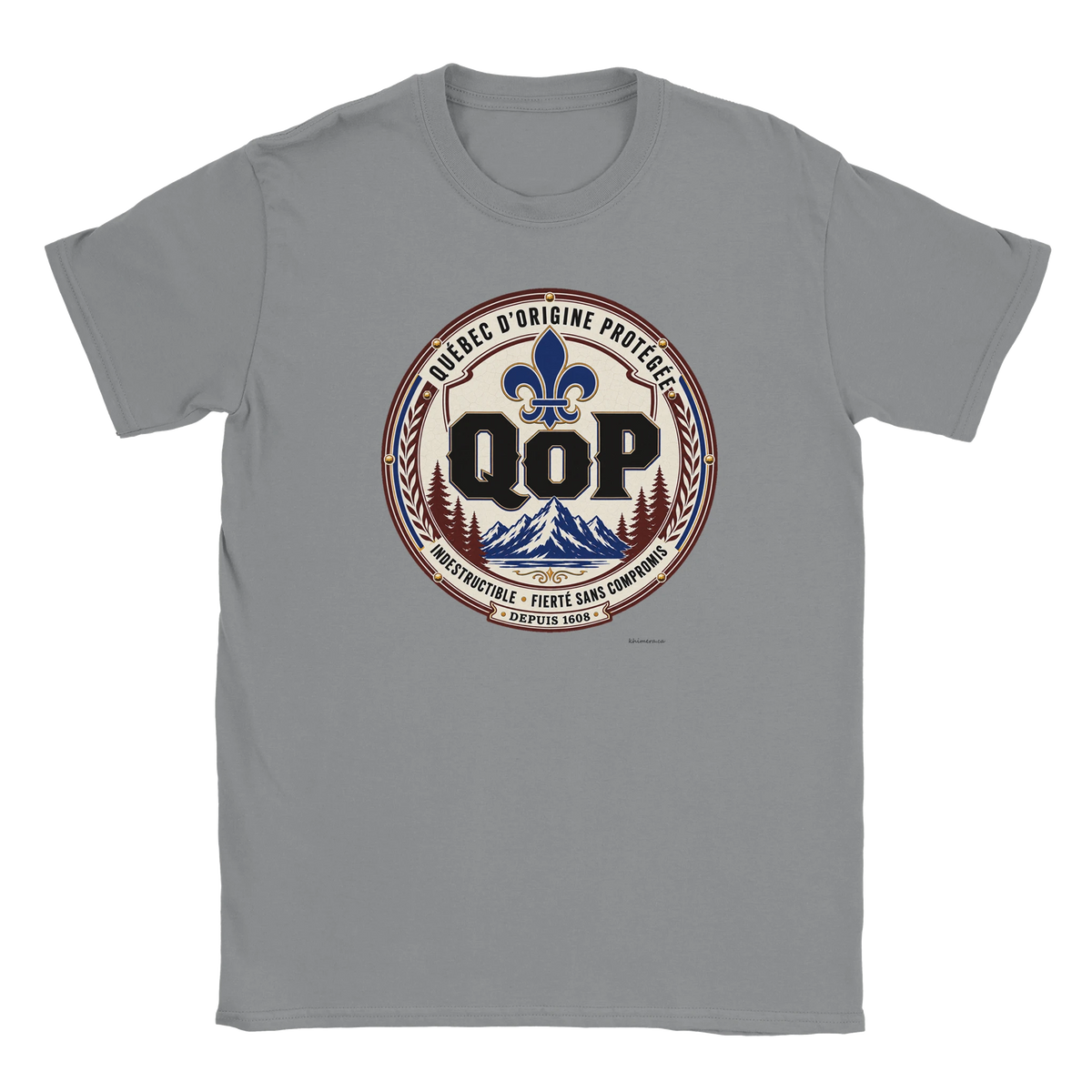 T-shirt sceau QOP fierté québécoise - couleur gris | Khimera
